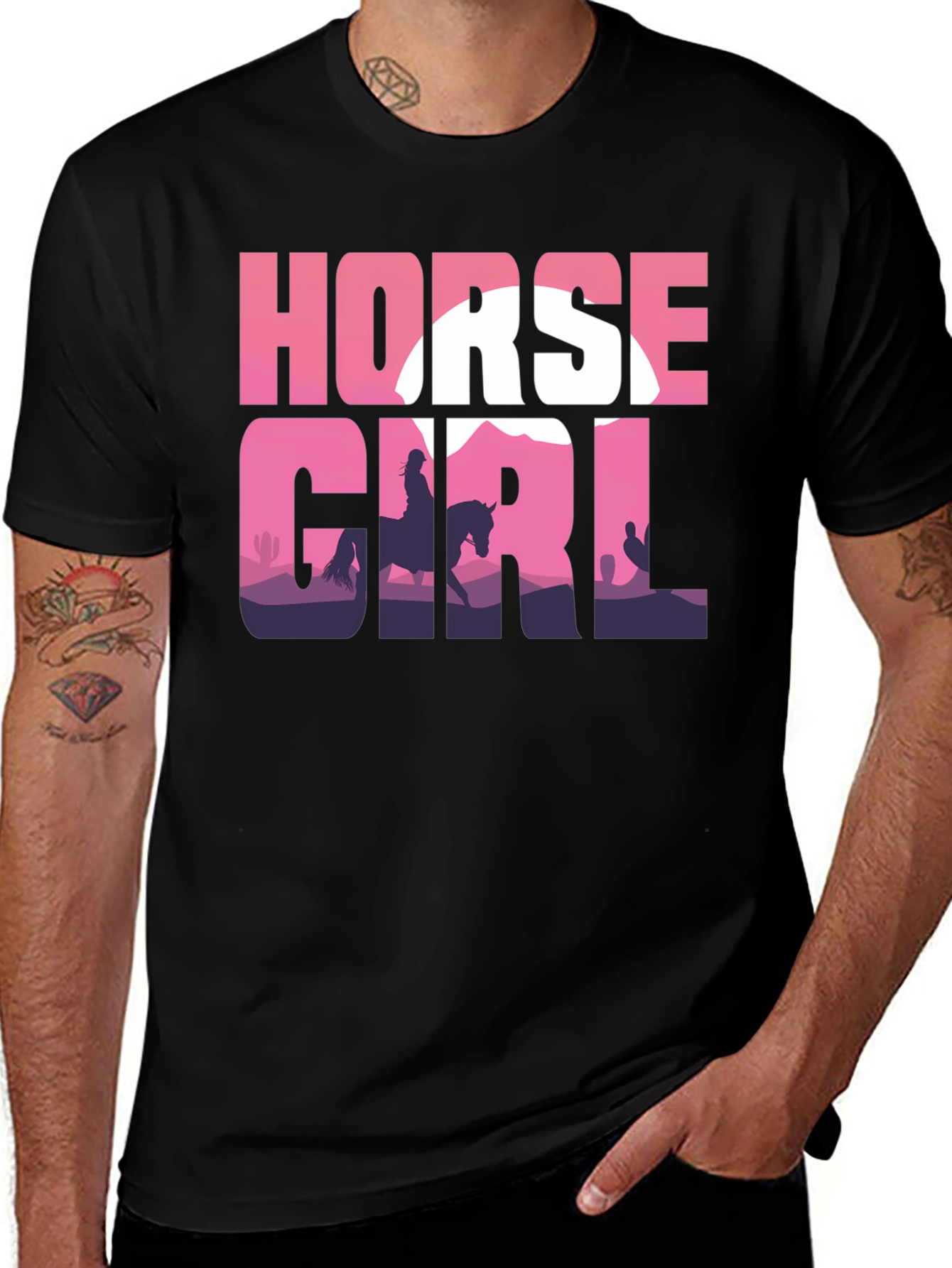 Horse Girl Silhouette Graphic Tee - Western Style