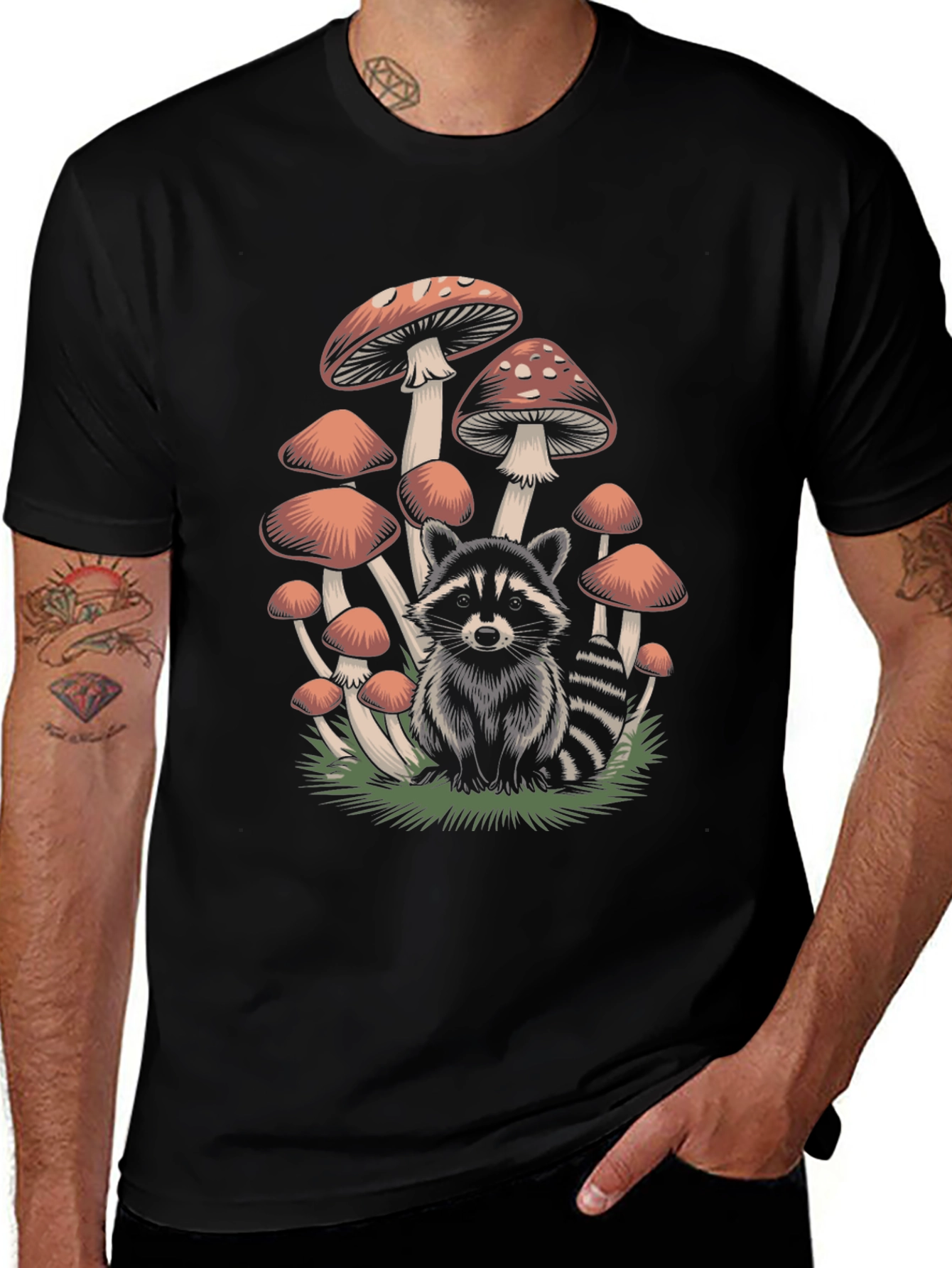 Variant 2 of Raccoon & Mushroom Graphic Tee