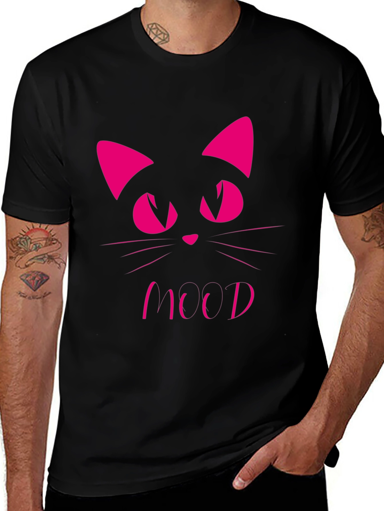 Variant 23 of Mood Cat Black T-Shirt