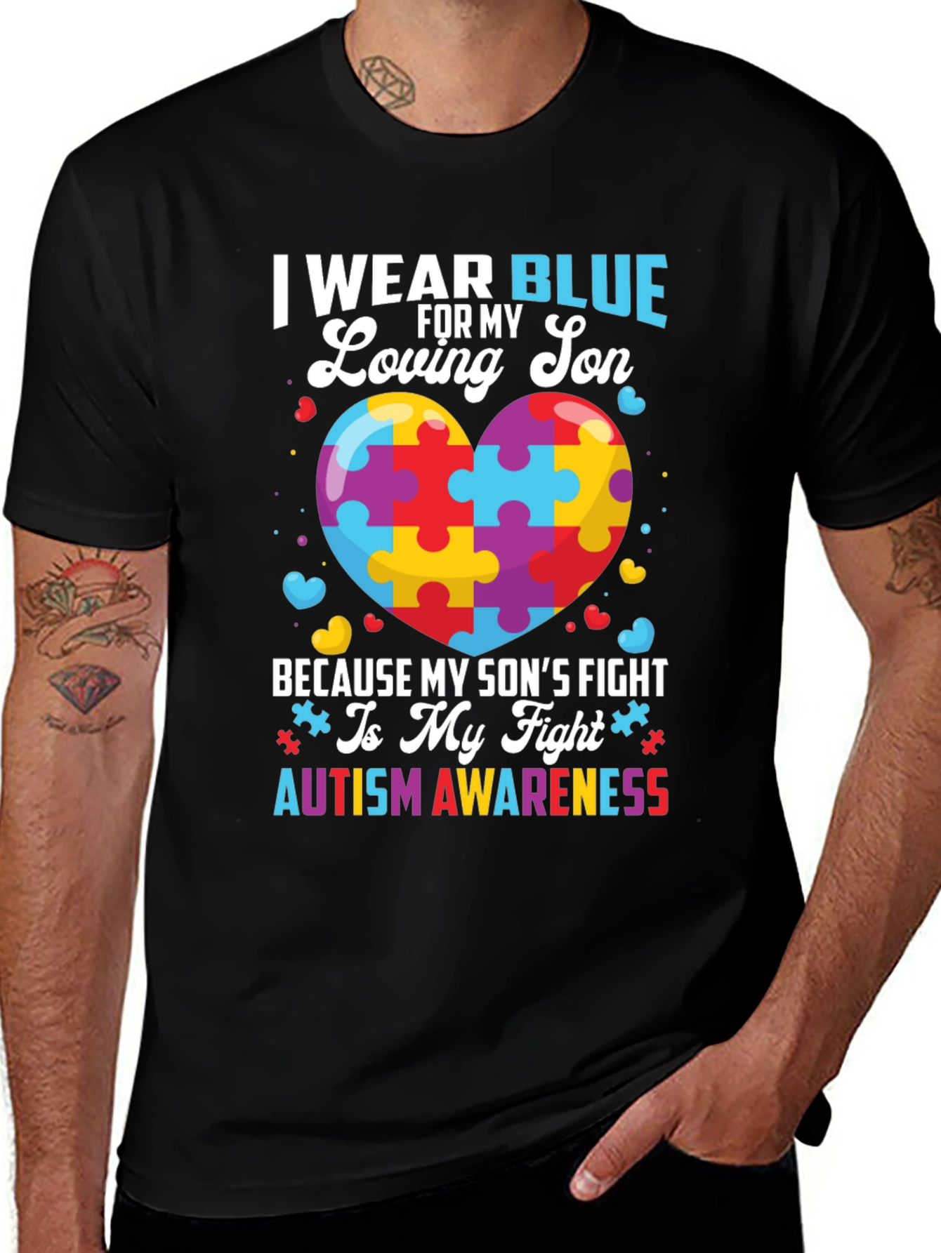 Variant 20 of Autism Awareness "I Wear Blue" T-Shirt