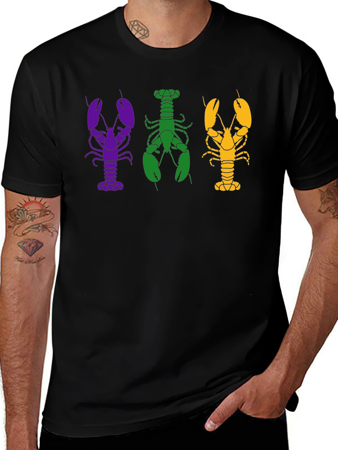 Variant 19 of Lobster T-Shirt - Mardi Gras Colors