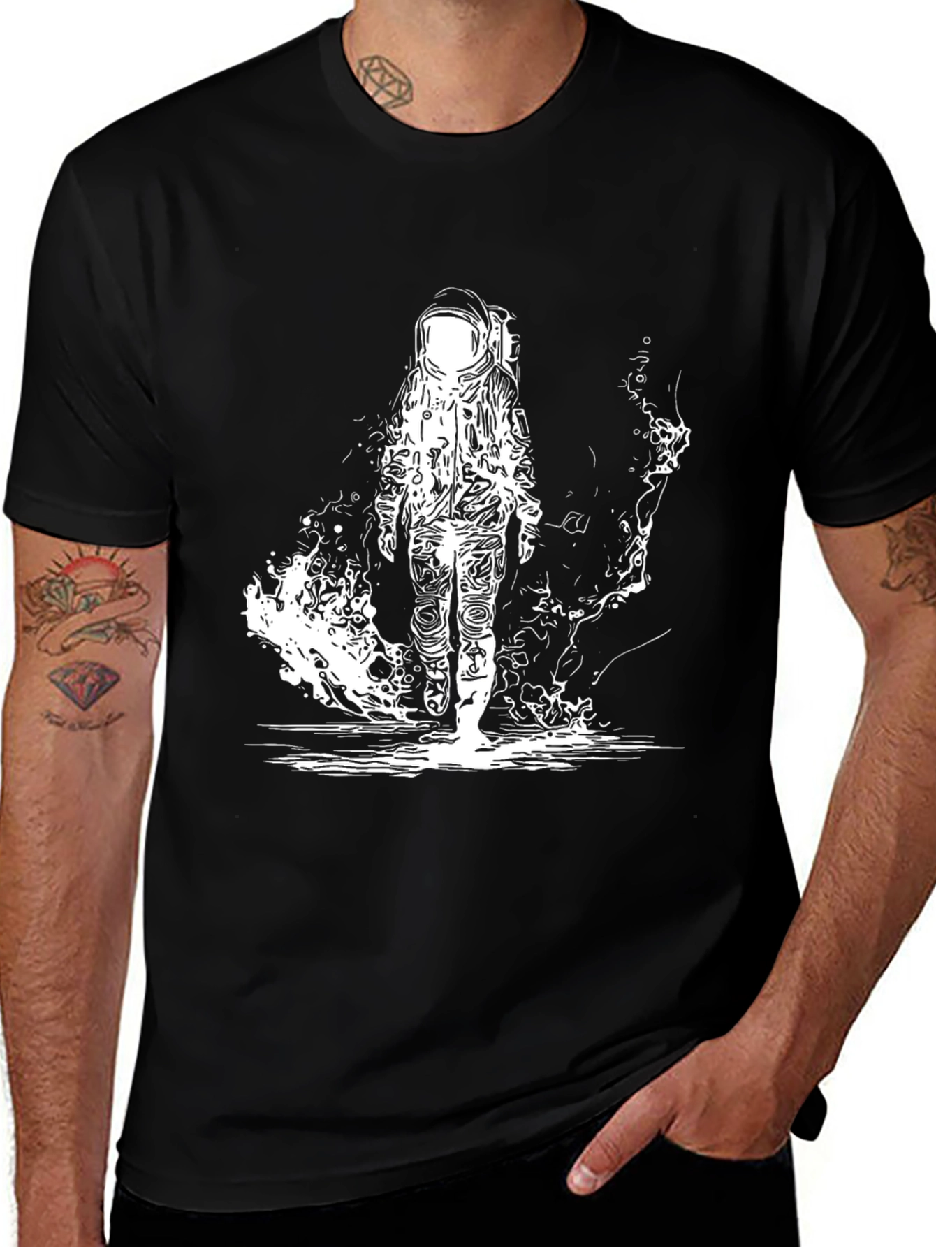 Variant 13 of Astronaut Graphic Tee - Black