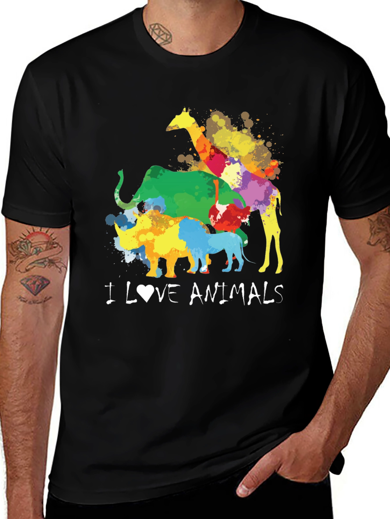 Variant 4 of Colorful I Love Animals T-Shirt