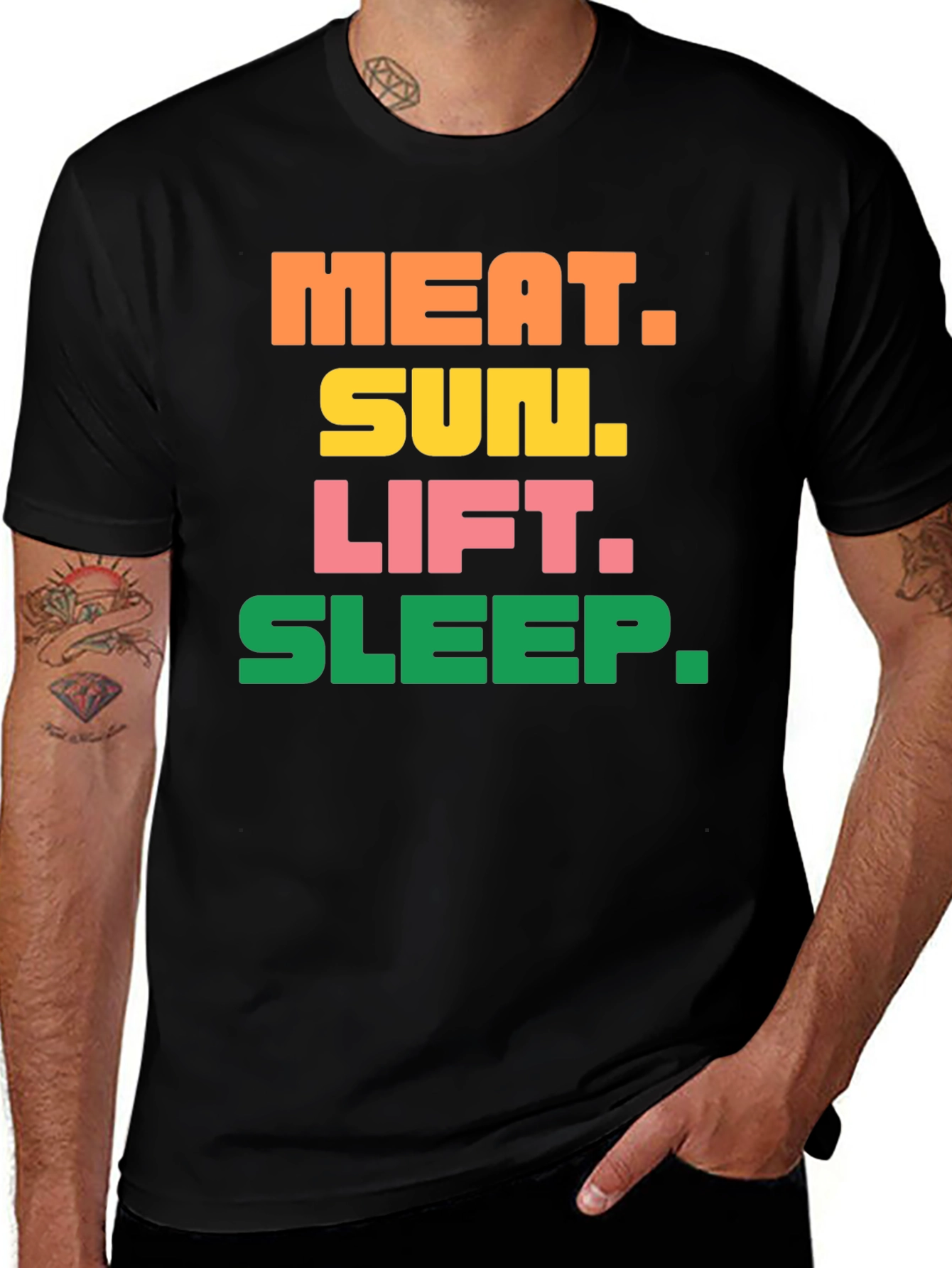 Variant 26 of Meat Sun Lift Sleep Funny Fitness T-Shirt