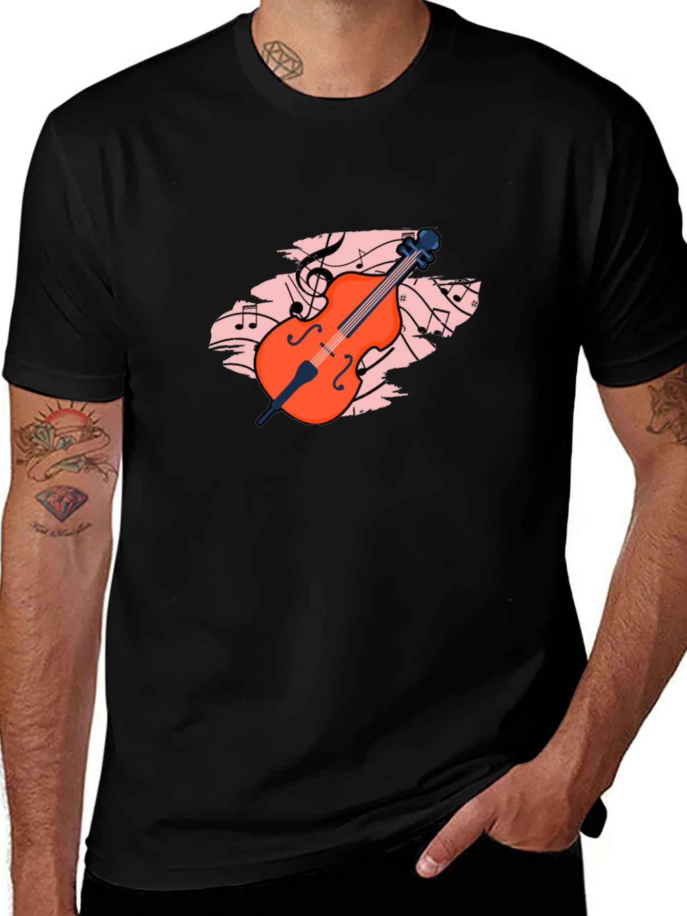 Variant 21 of Musical Cello Graphic Tee - Black