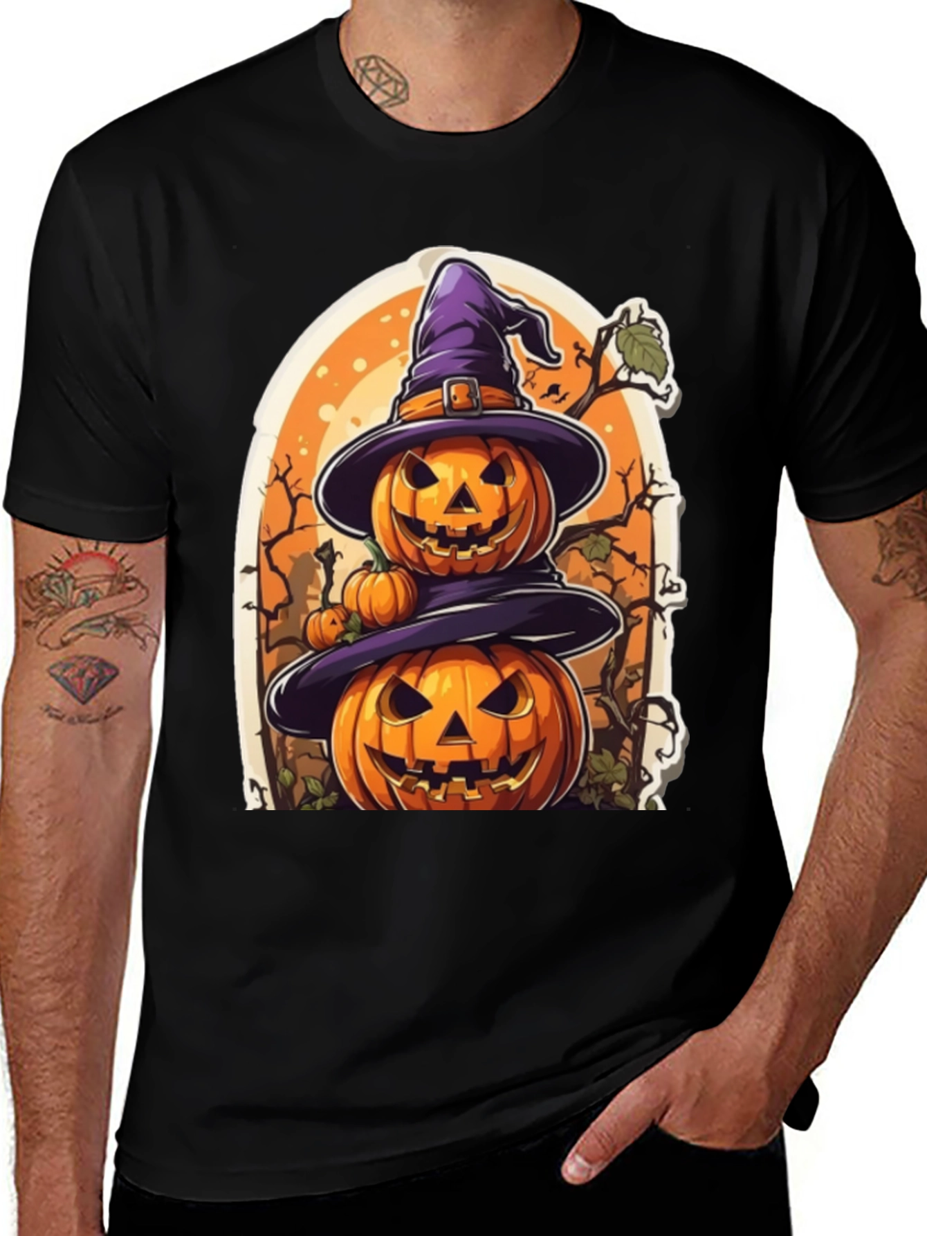 Halloween Pumpkin Witch Hat T-Shirt
