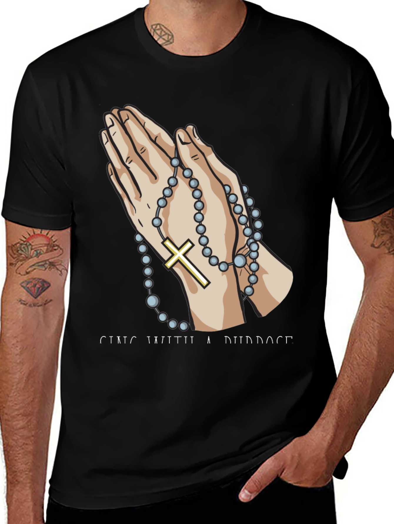 Variant 12 of Praying Hands Graphic Tee - Black