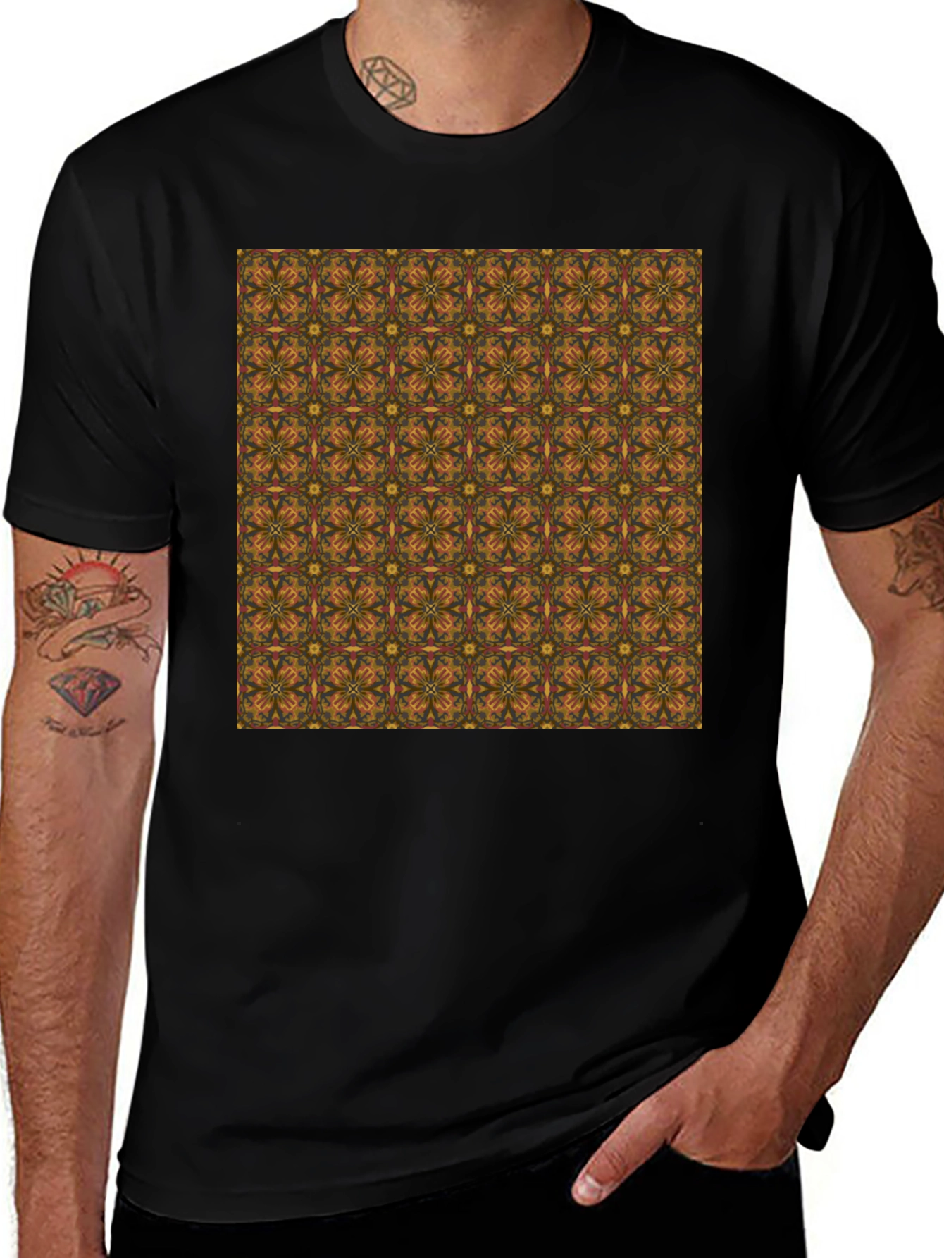 Variant 20 of Patterned Crew Neck Tee - Unique Print, Comfort Fit