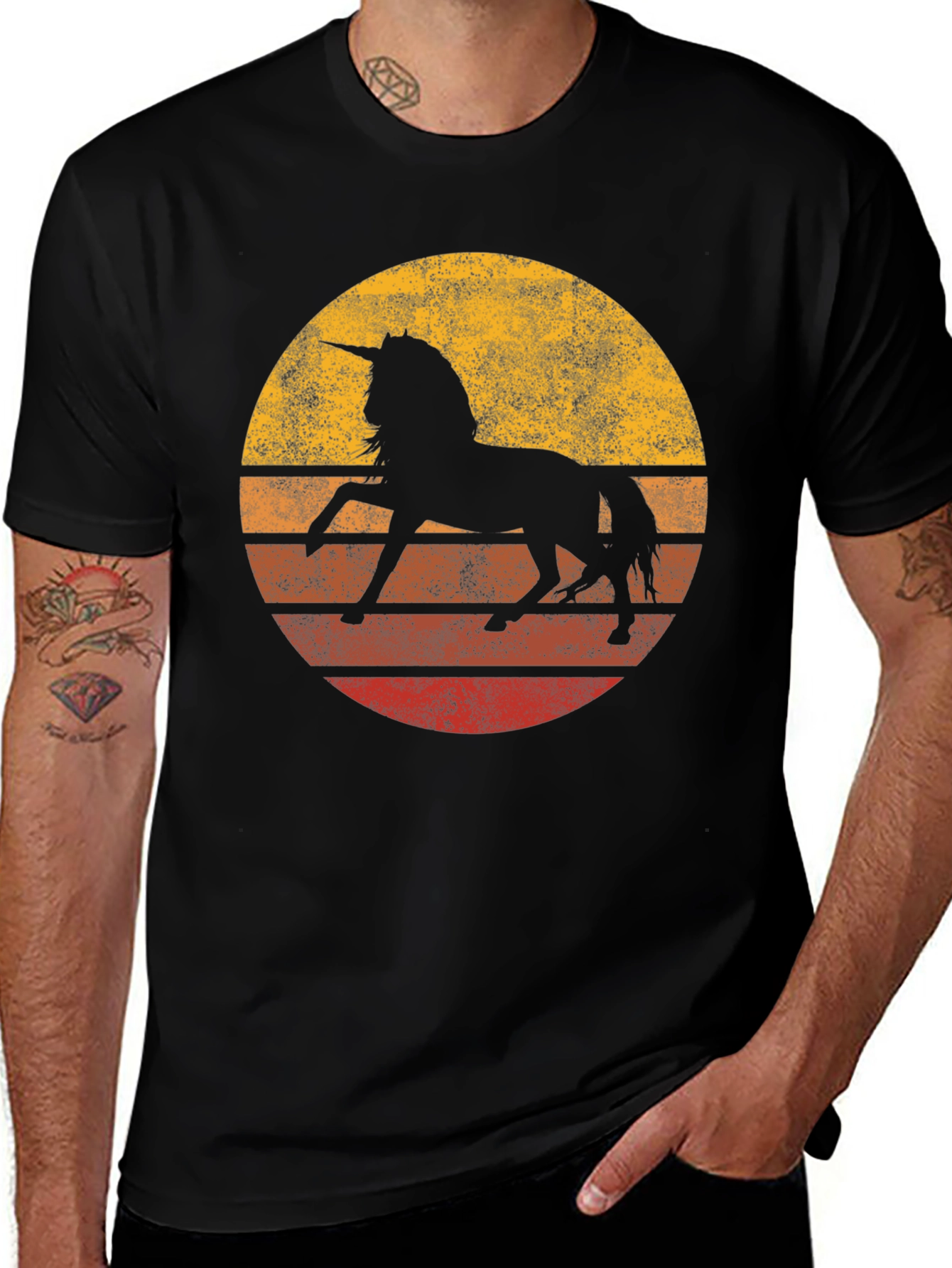 Retro Unicorn T-Shirt - Sunset Graphic Tee
