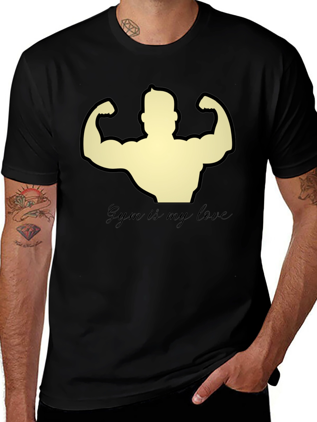 Variant 3 of Gym Lover's Black Graphic Tee