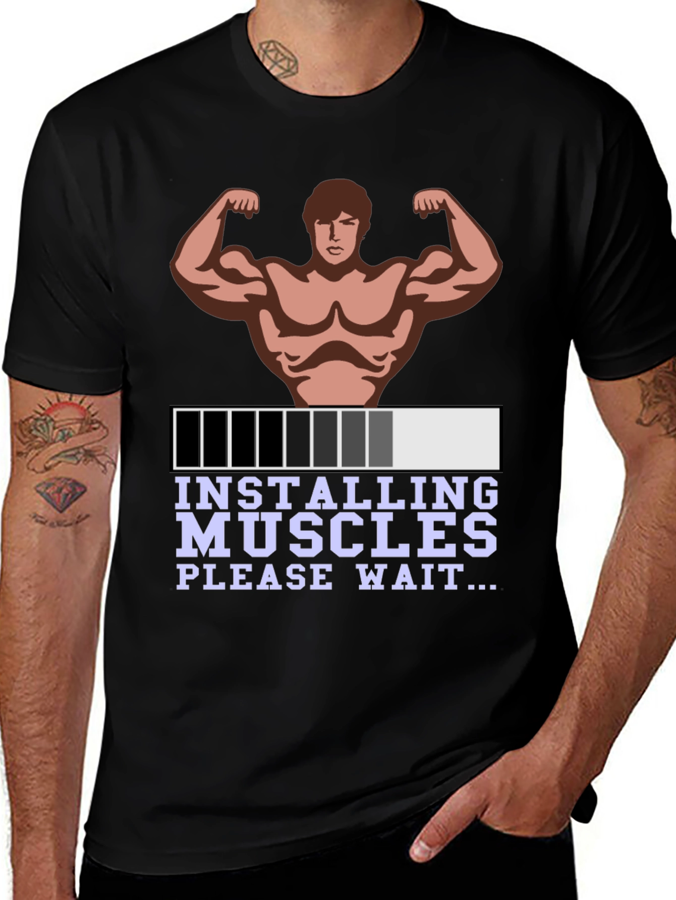 Variant 24 of Installing Muscles Graphic T-Shirt - Funny Gym Tee