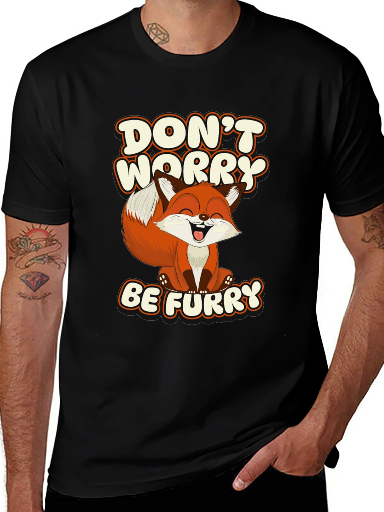 Don't Worry Be Furry T-Shirt - Cute Fox Design