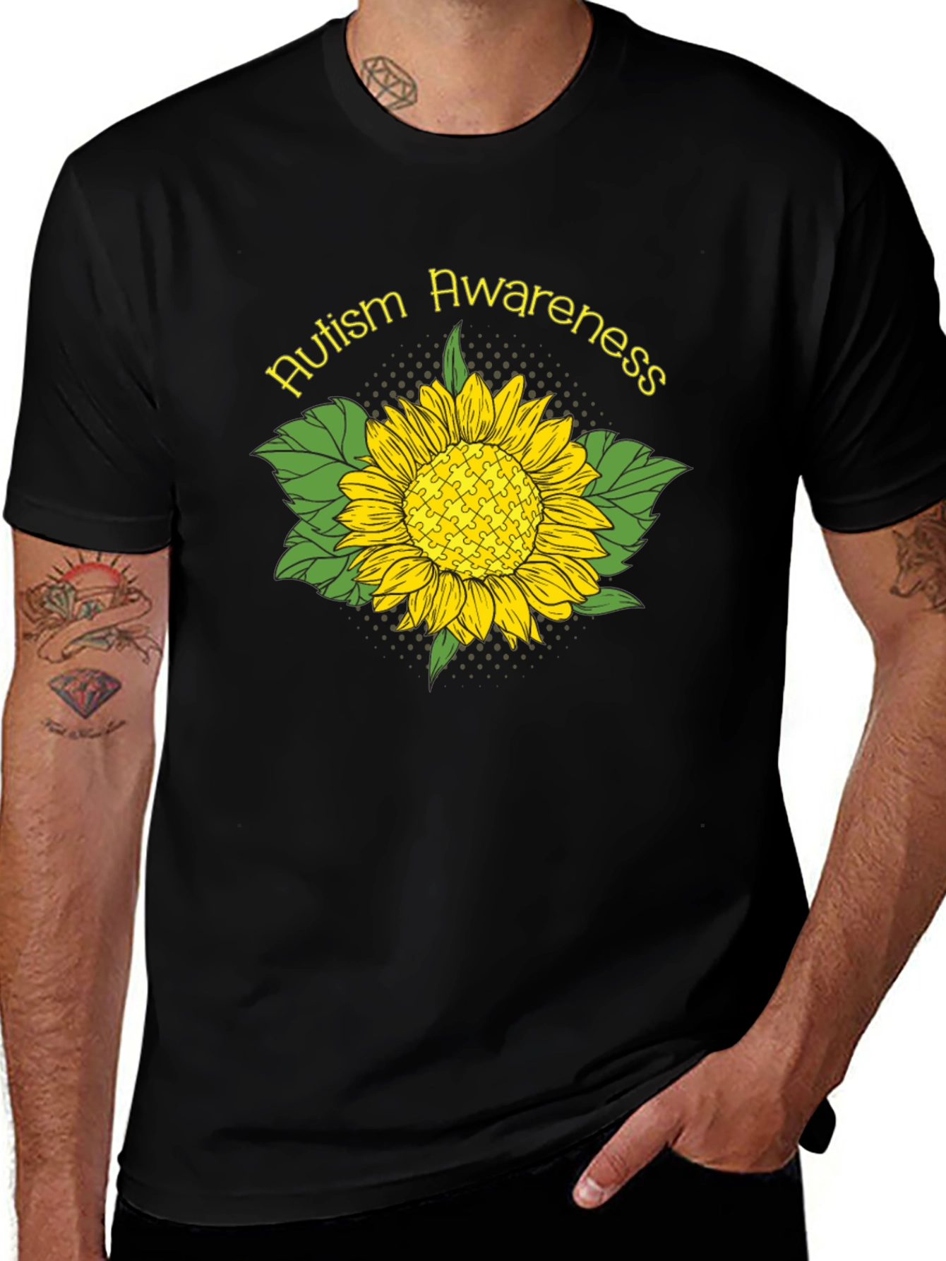 Autism Awareness Sunflower Graphic T-Shirt