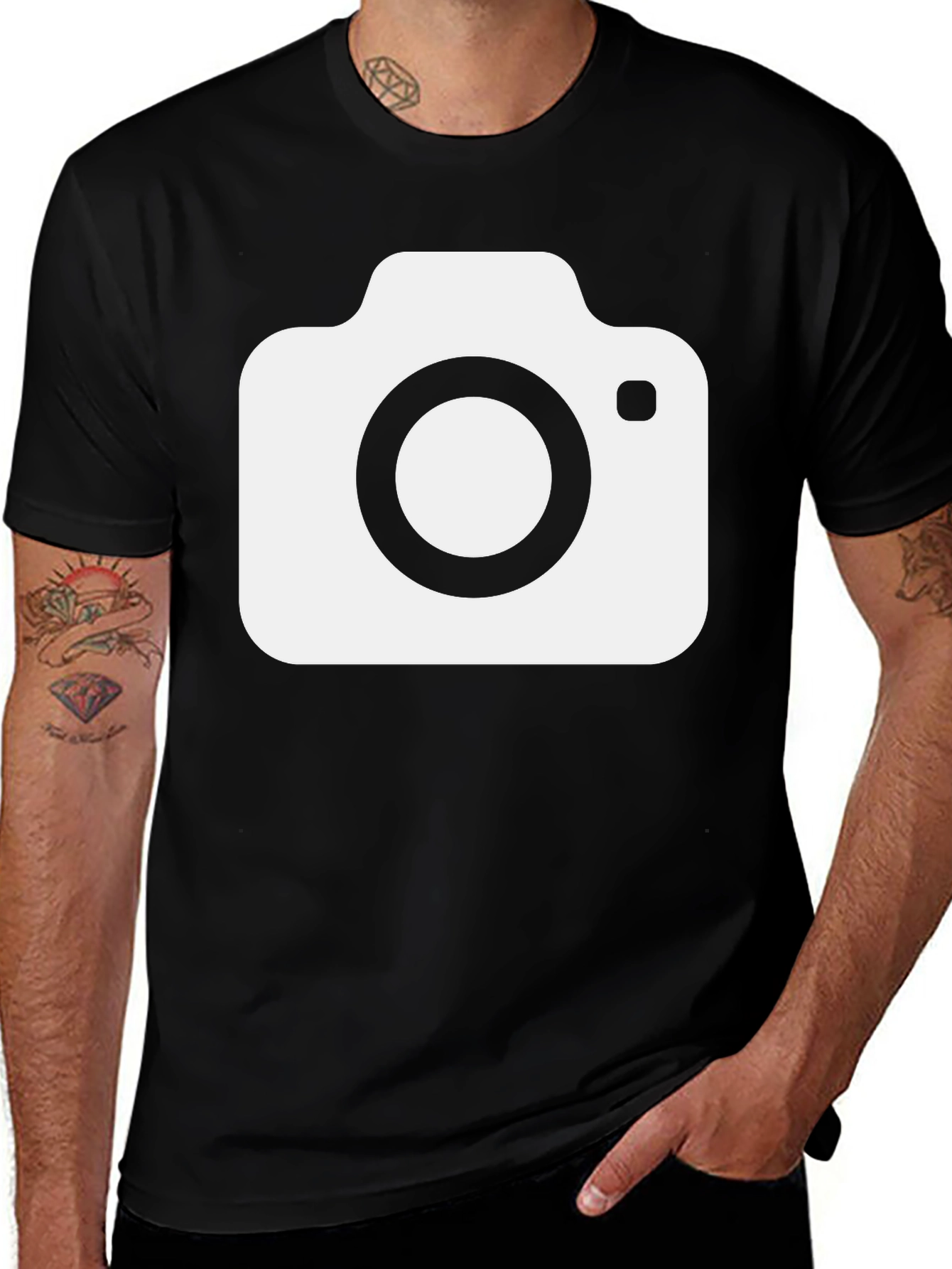 Variant 15 of Camera Graphic T-Shirt - Black Cotton Tee