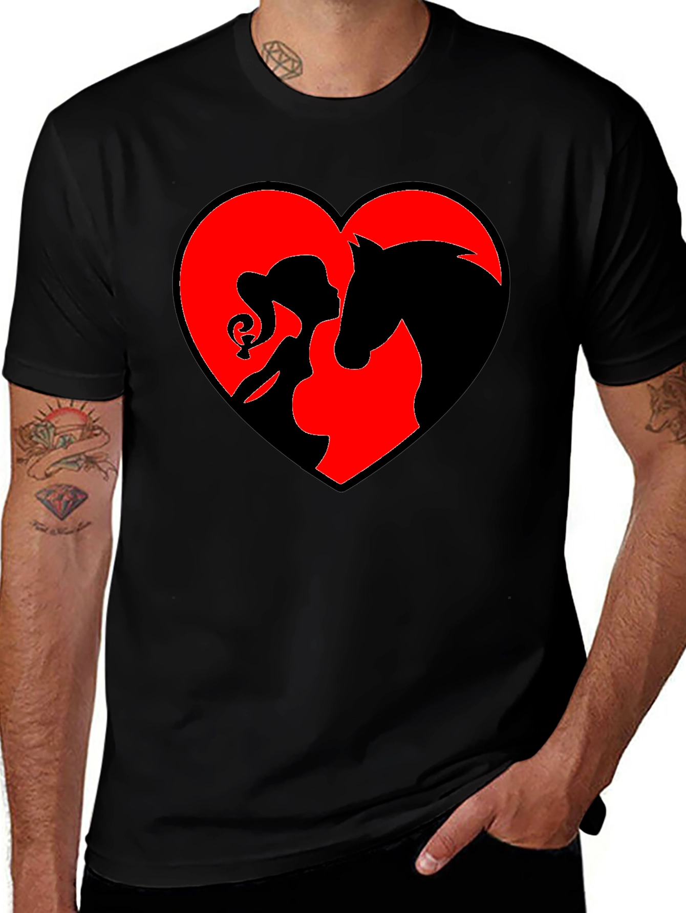 Variant 27 of Heart Horse & Girl Black T-Shirt