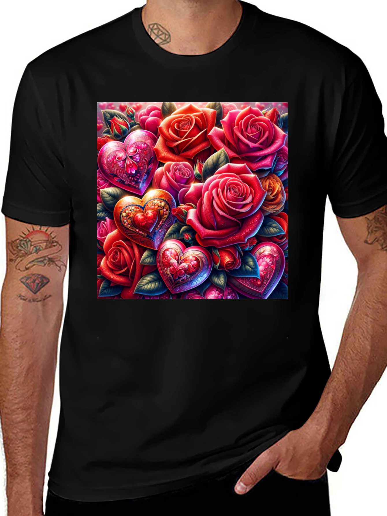 Variant 3 of Roses and Hearts T-Shirt