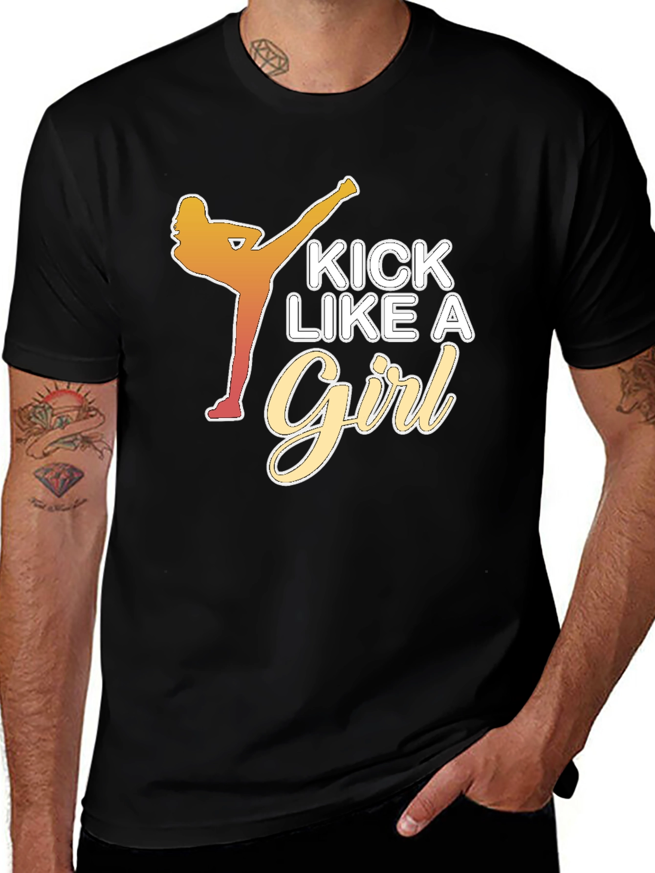 Variant 25 of Kick Like a Girl Black T-Shirt