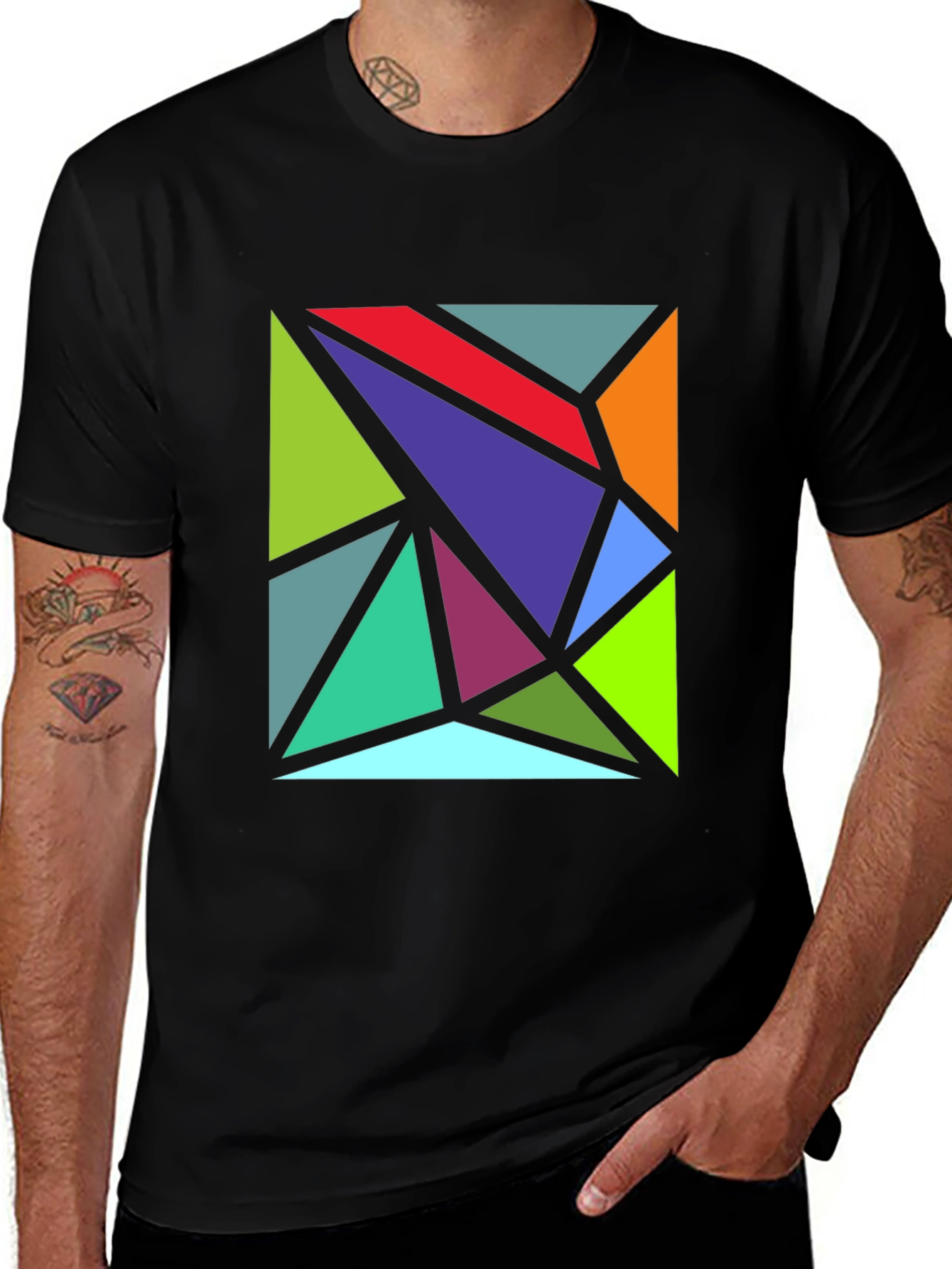 Variant 26 of Geometric Triangle Art Black T-Shirt