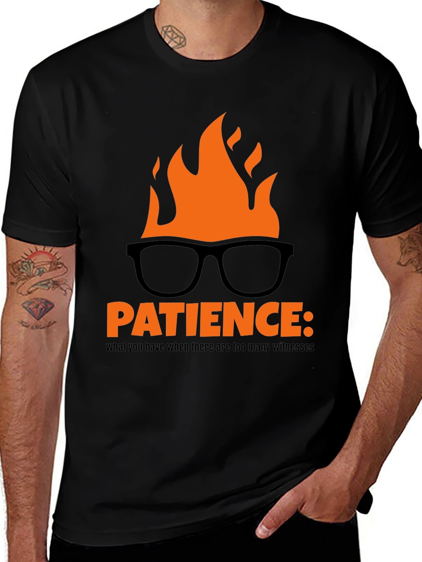 Variant 3 of Patience Burning Humor T-Shirt