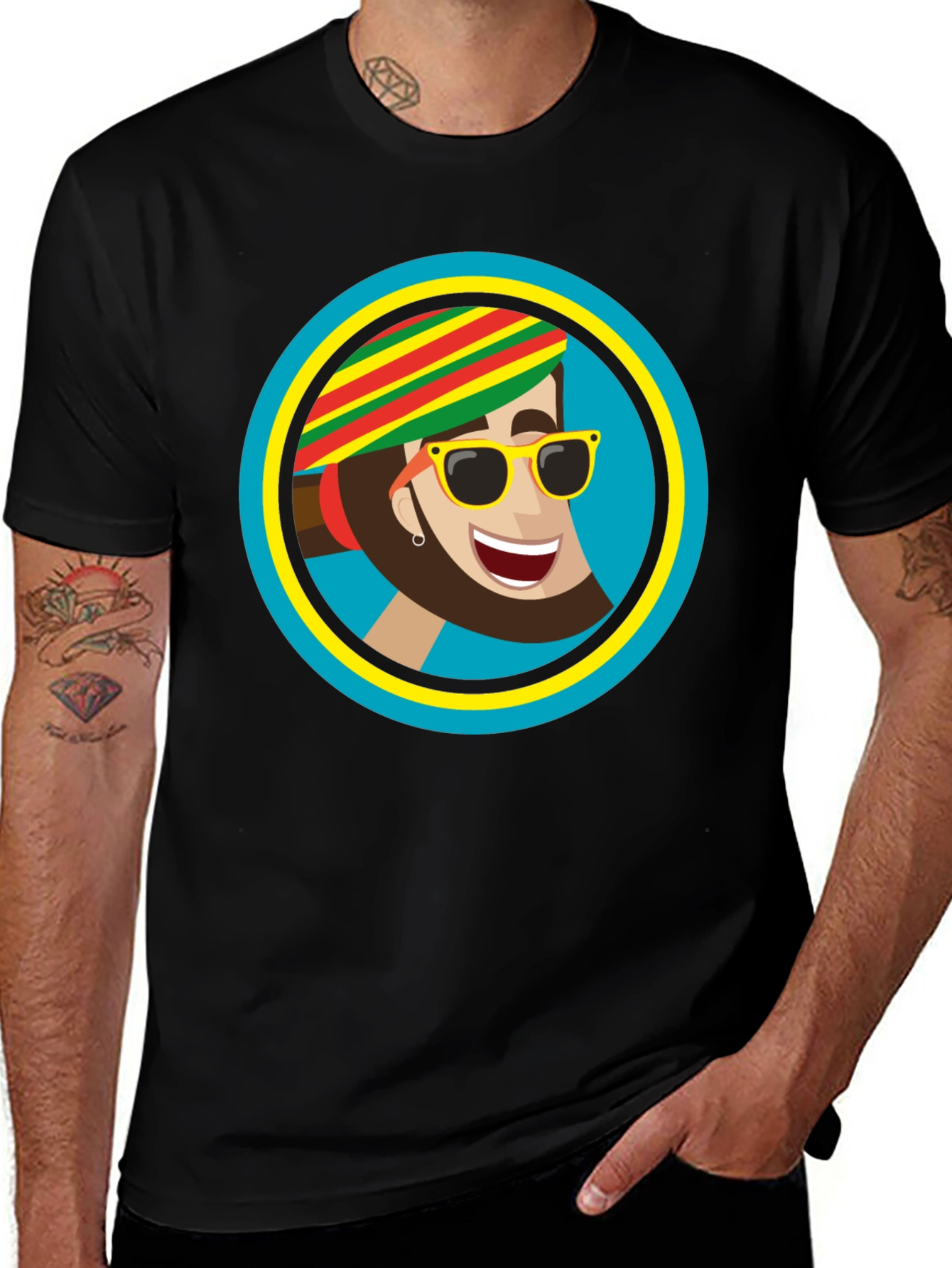 Variant 30 of Rasta Man Graphic Tee - Cool Cartoon Design T-Shirt
