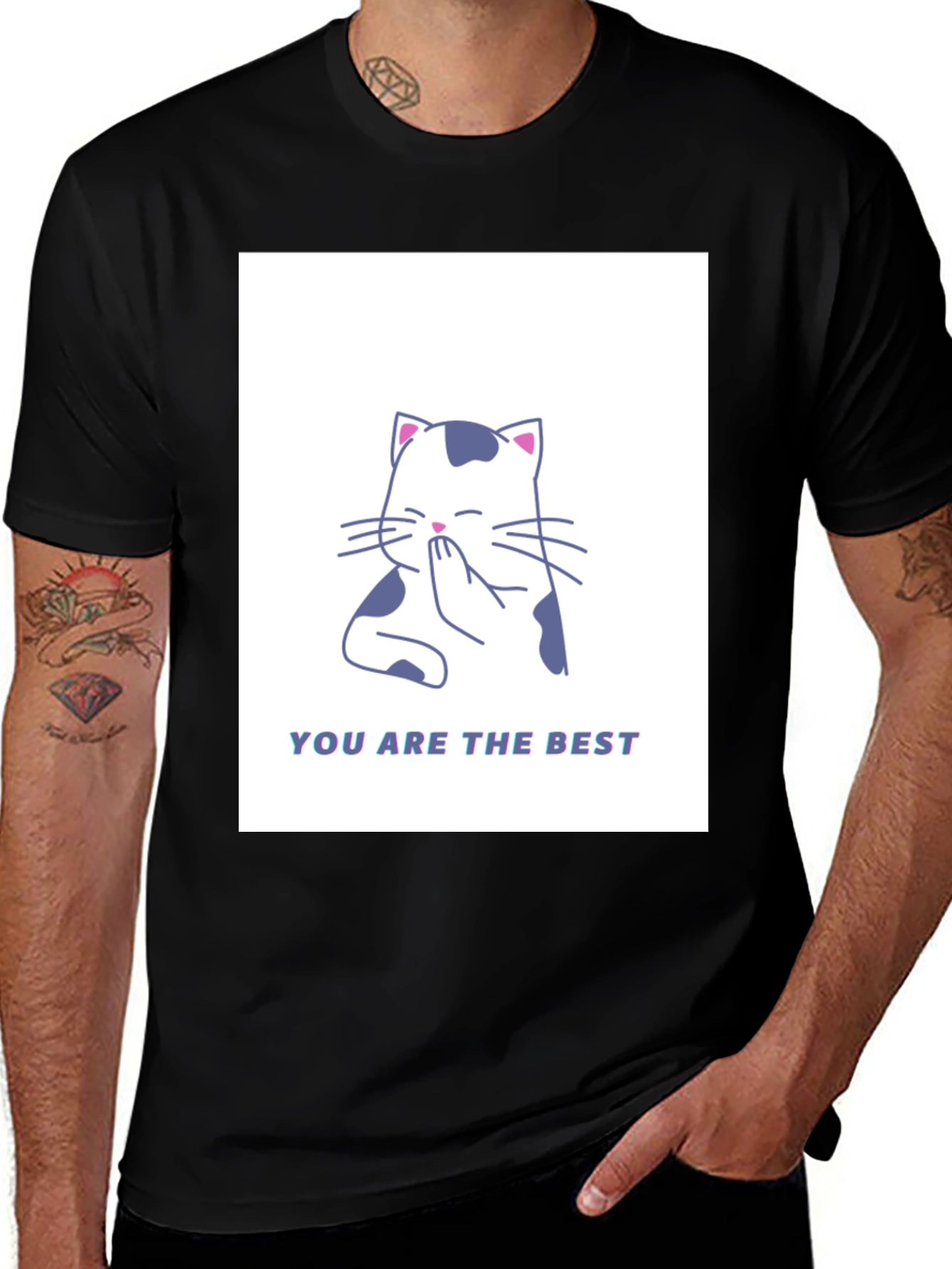 Cute Cat T-Shirt - You Are The Best - Black
