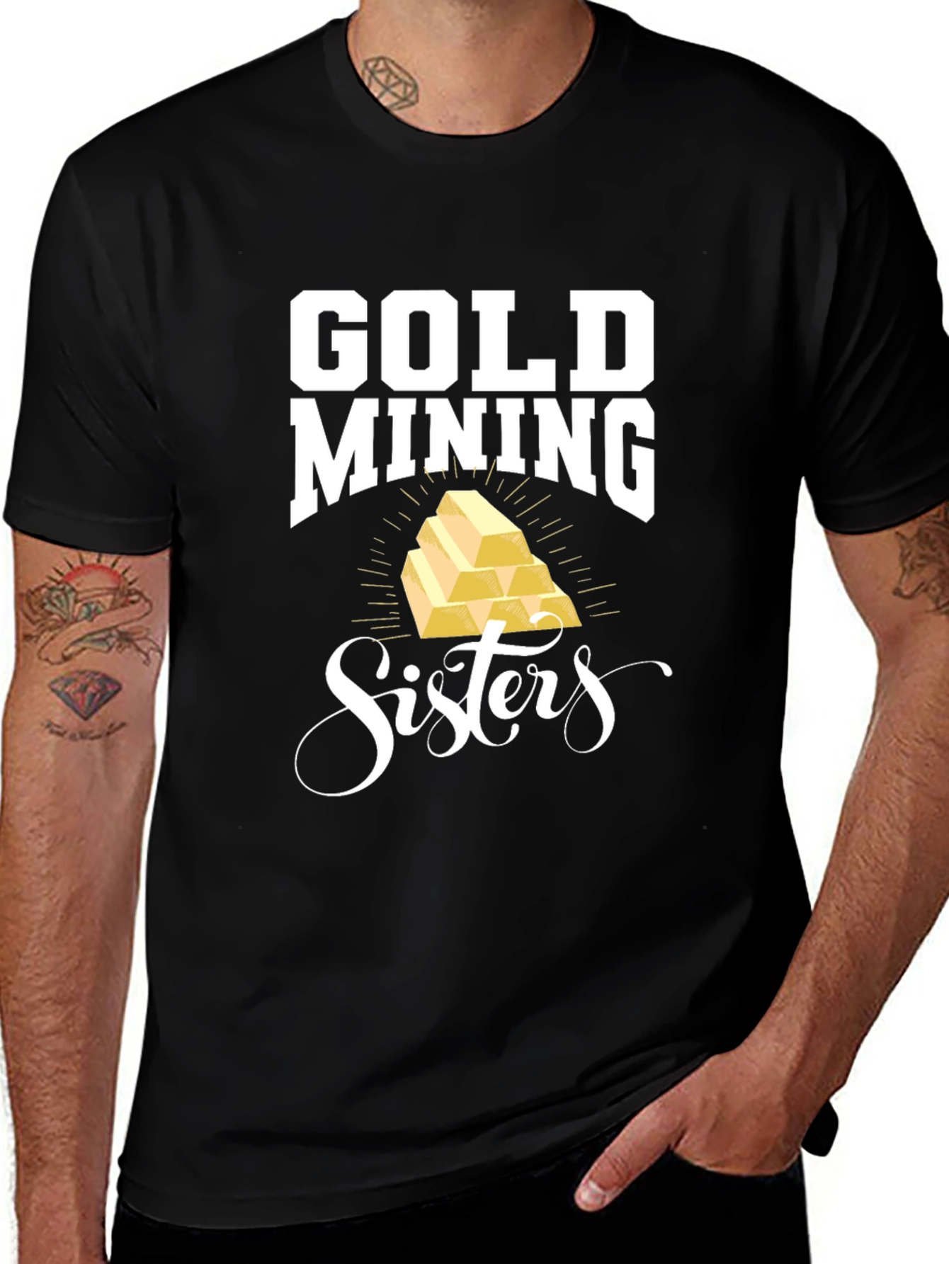 Variant 21 of Gold Mining Sisters Black T-Shirt