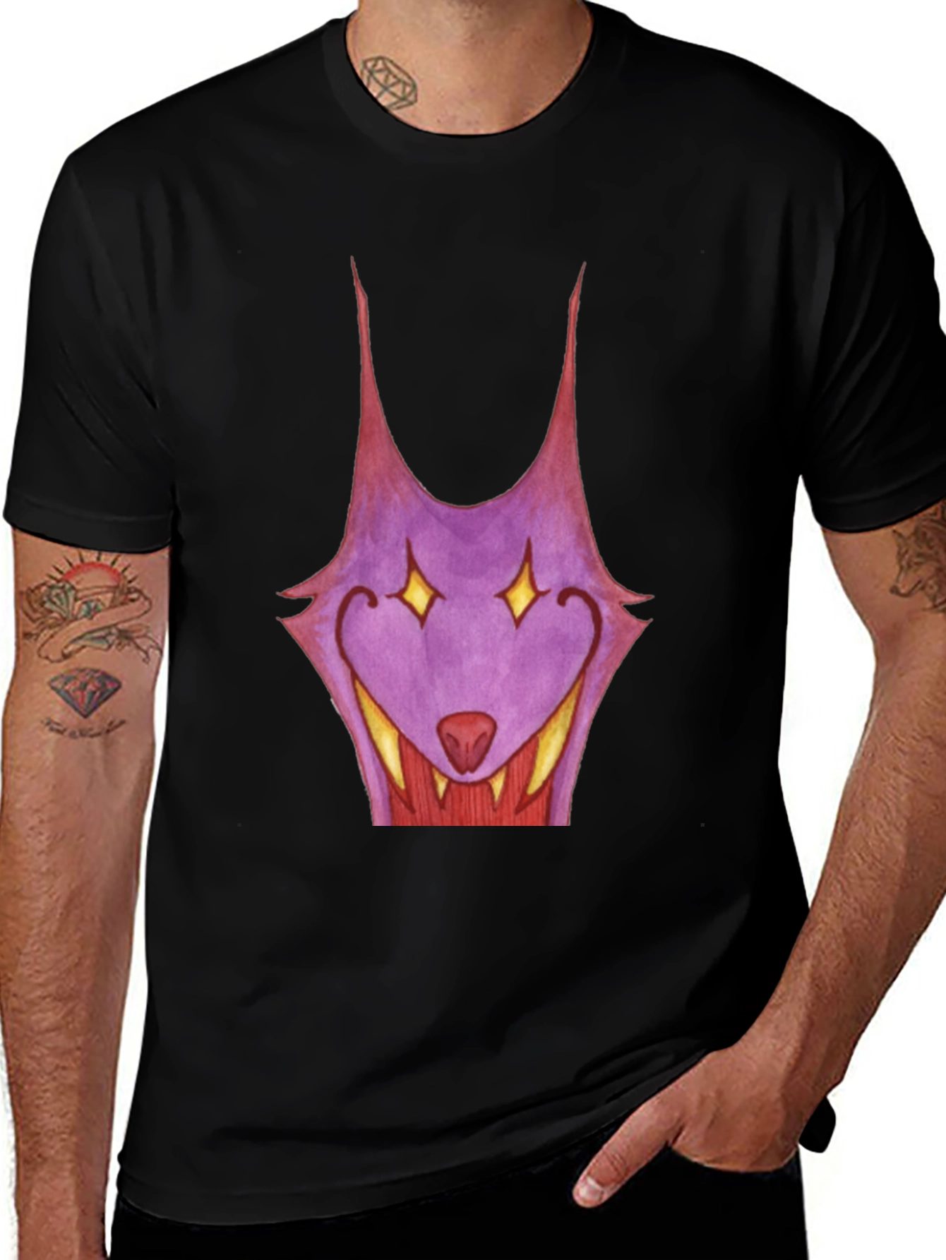 Variant 18 of Purple Monster Graphic Tee - Men's Black T-Shirt