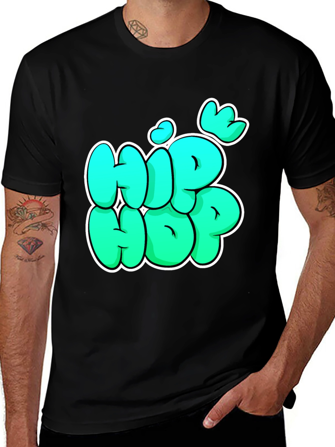 Variant 13 of Hip Hop Graphic Black T-Shirt - Urban Style