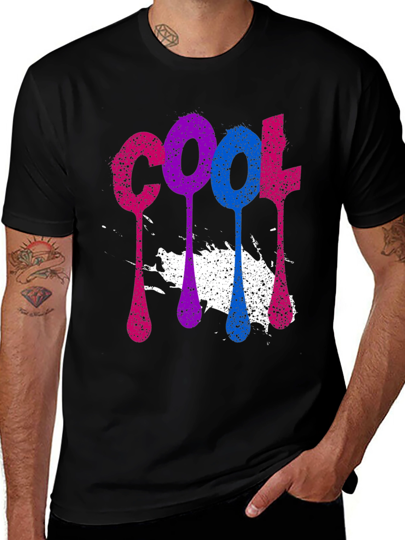 Black Cool Spray Paint Style Graphic Tee main image