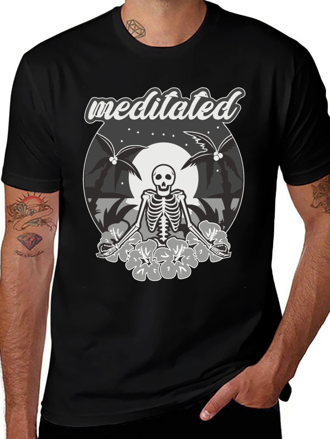 Variant 5 of Meditated Skeleton Graphic T-Shirt