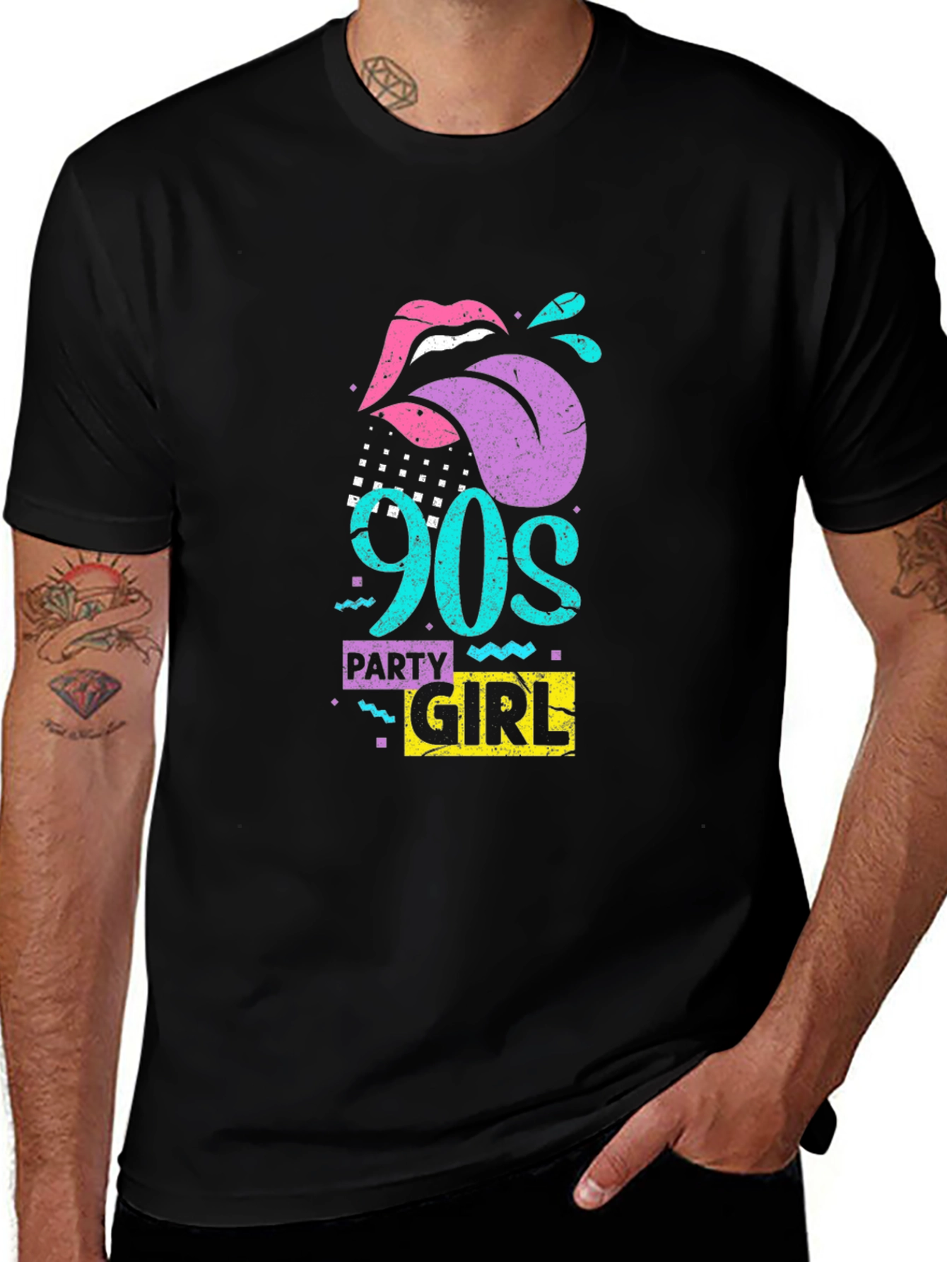Variant 17 of 90s Party Girl Black Graphic Tee