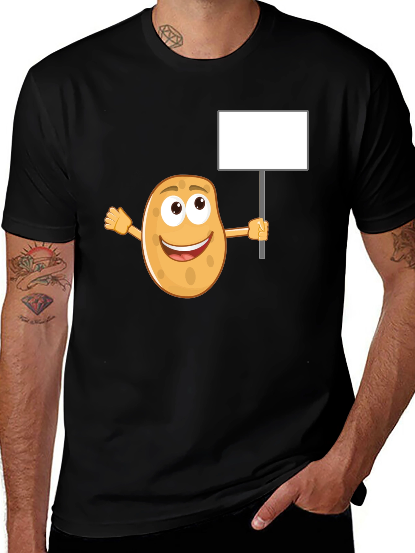 Variant 10 of Funny Potato Holding Sign Graphic T-Shirt