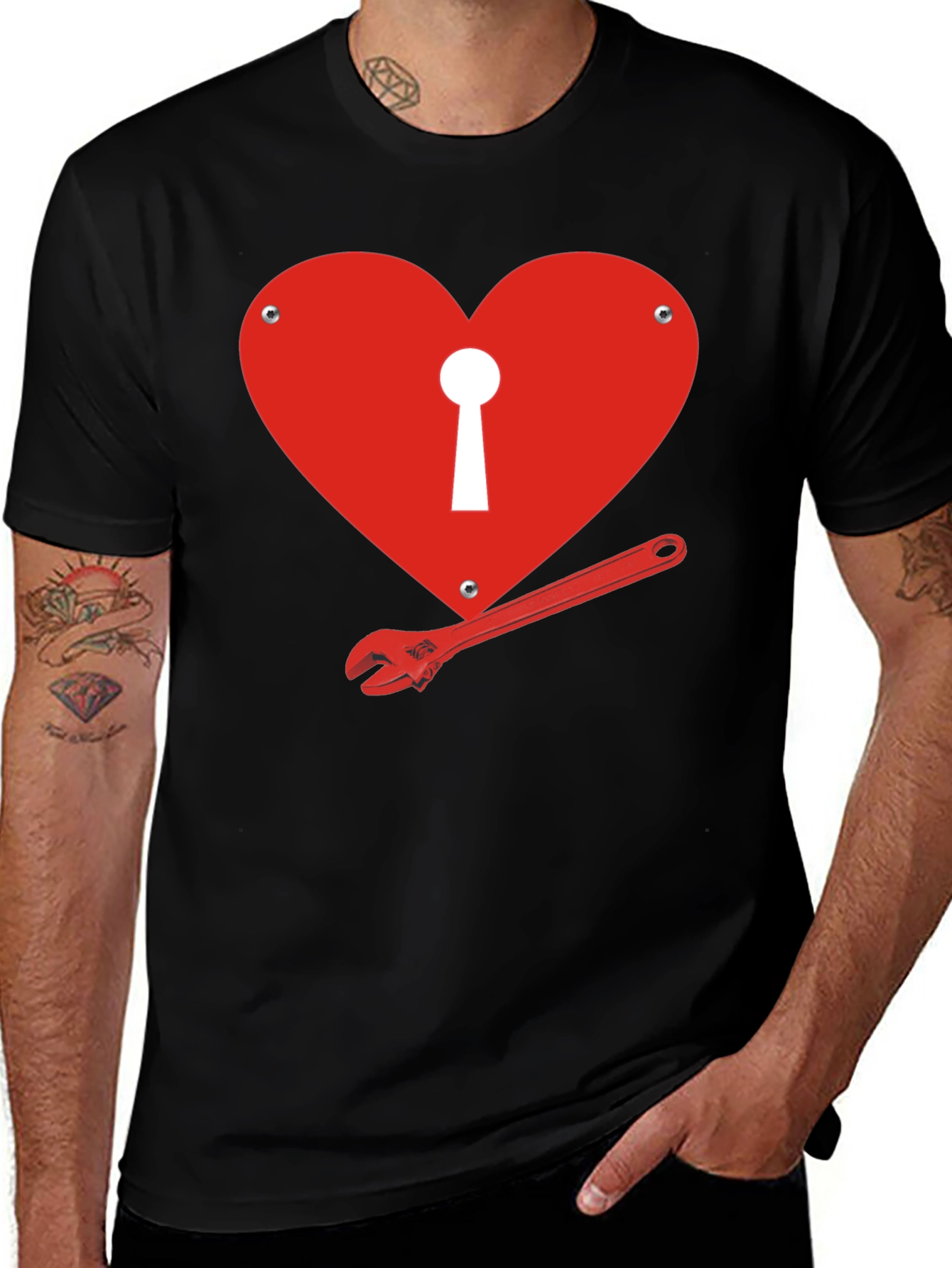 Heart Lock Wrench T-Shirt - Graphic Tee