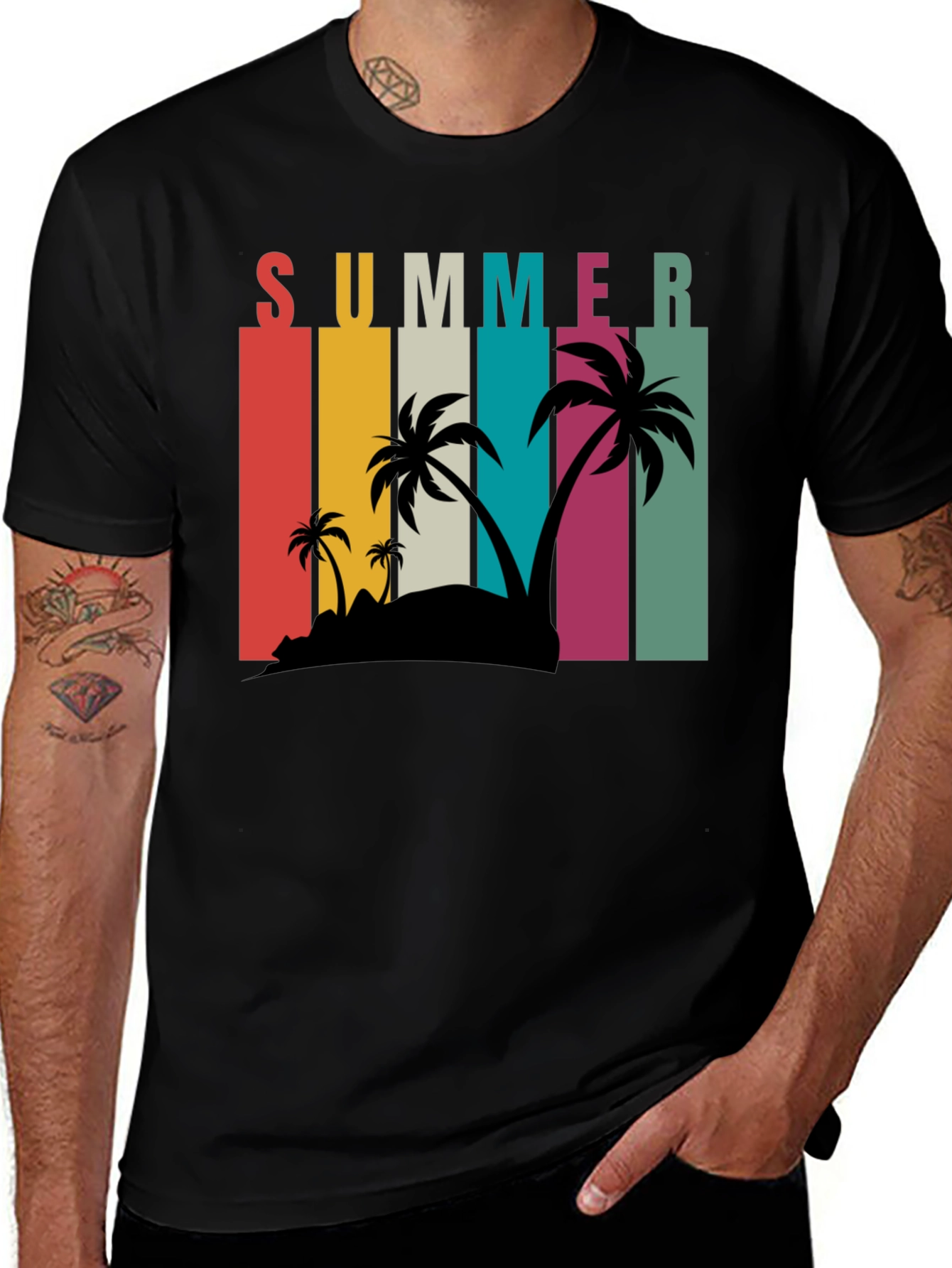 Variant 9 of Summer Palm T-Shirt - Retro Beach Design