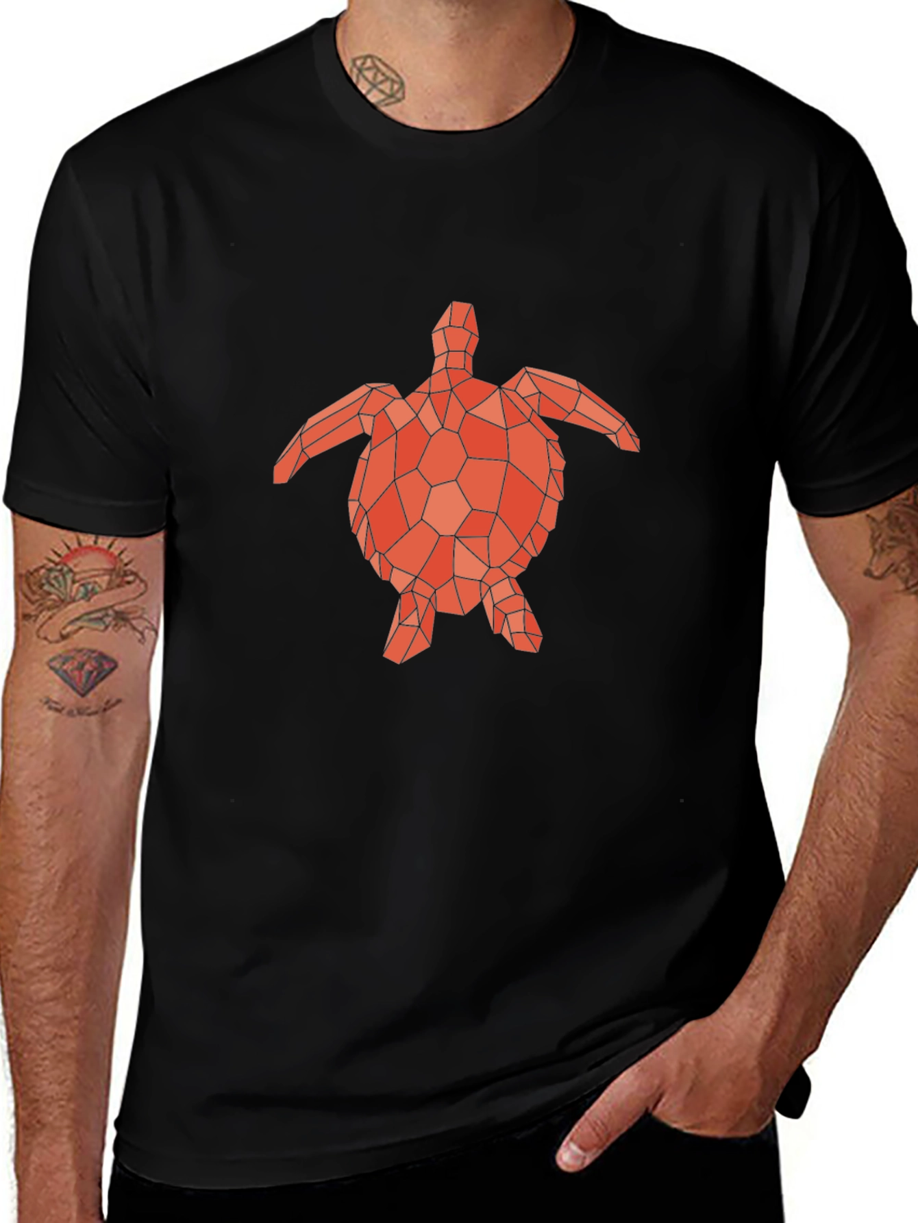Variant 21 of Geometric Turtle Graphic Tee - Black