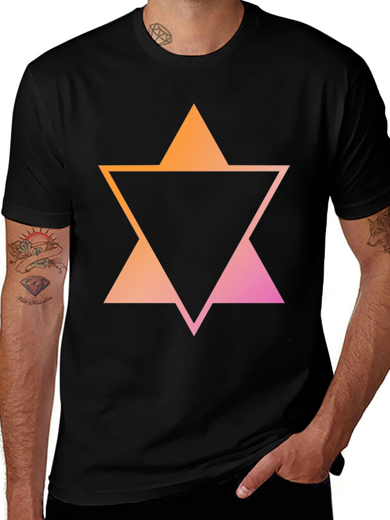 Variant 15 of Gradient Star Graphic Black T-Shirt