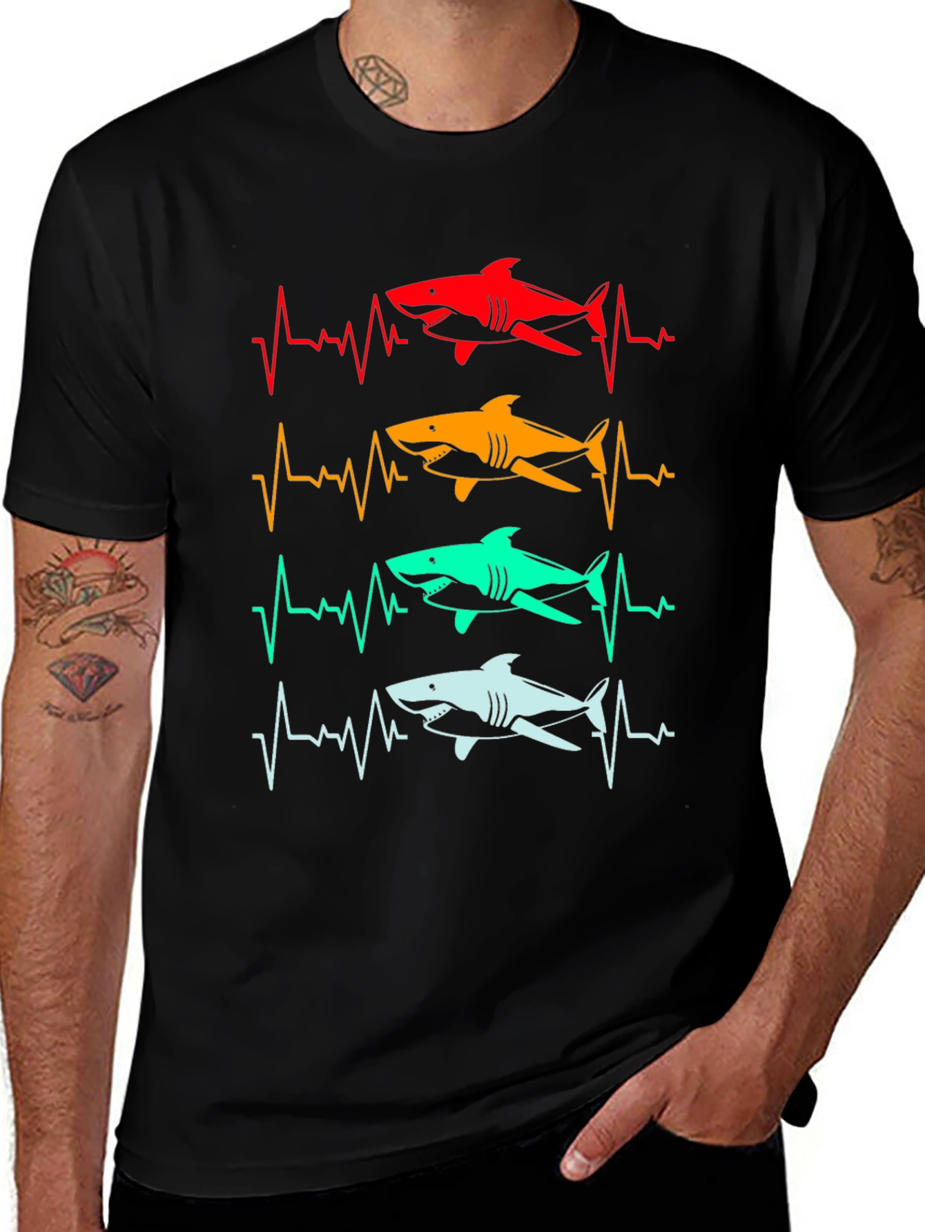 Variant 7 of Shark Heartbeat T-Shirt - Unique Graphic Tee