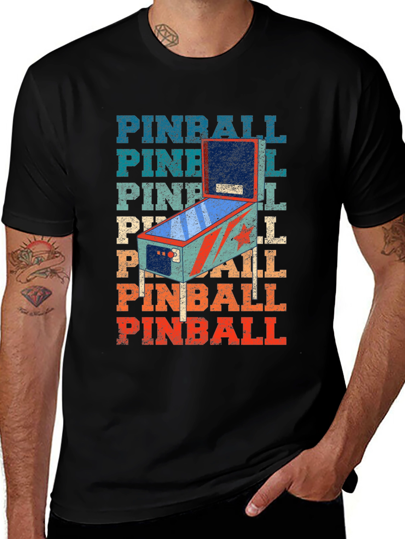 Variant 19 of Retro Pinball Machine Graphic T-Shirt