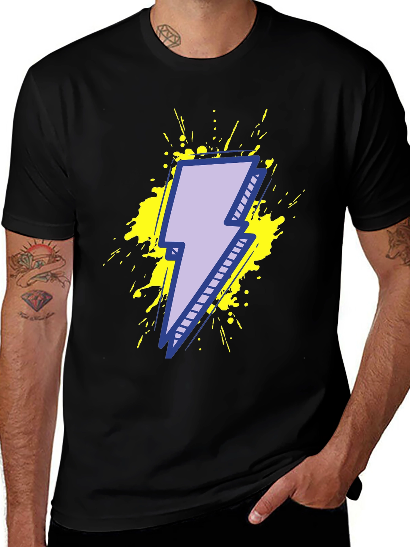Variant 20 of Lightning Bolt Graphic Tee - Black Cotton T-Shirt