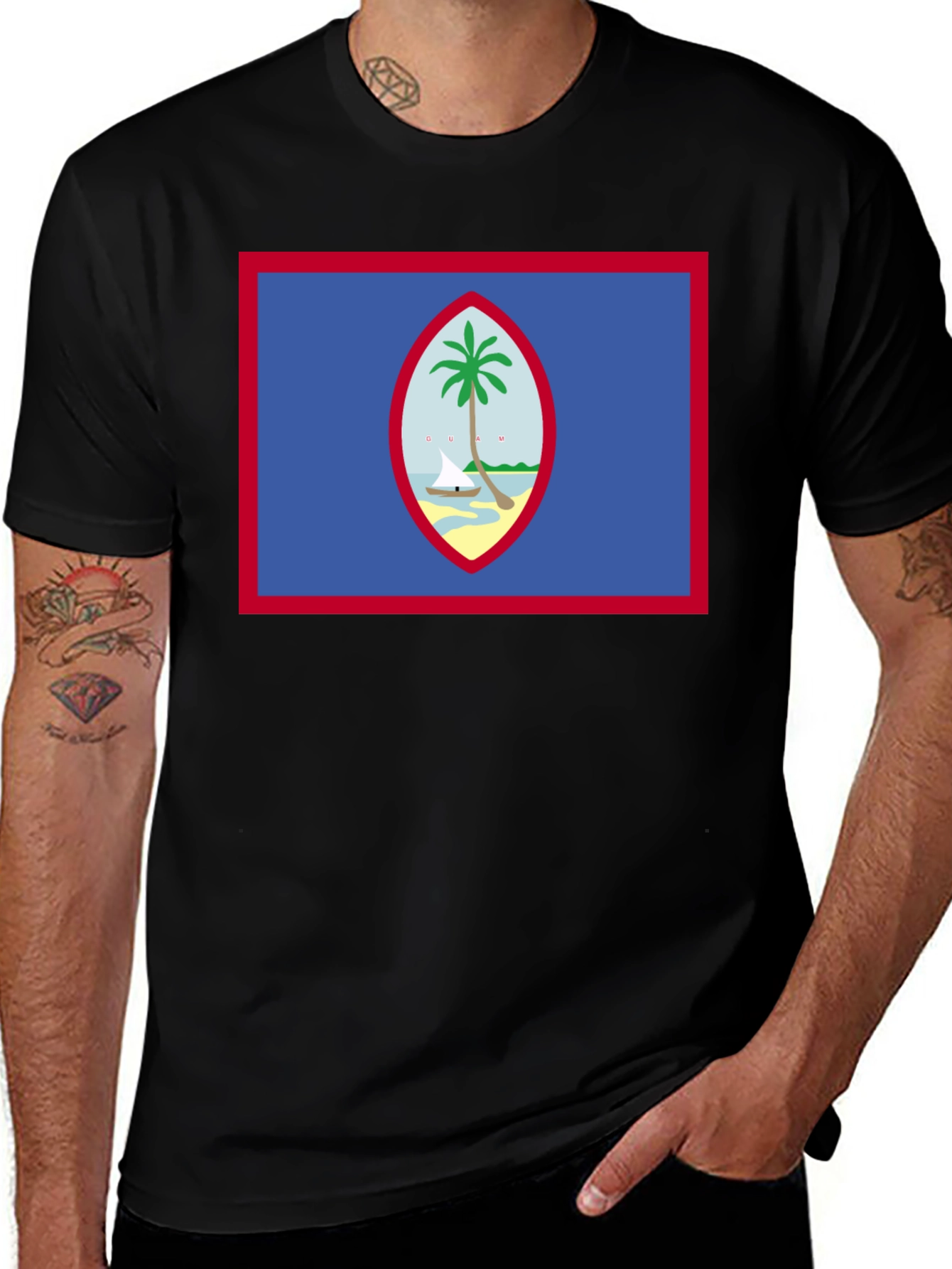 Variant 28 of Guam Flag T-Shirt - Island Pride, Black Tee