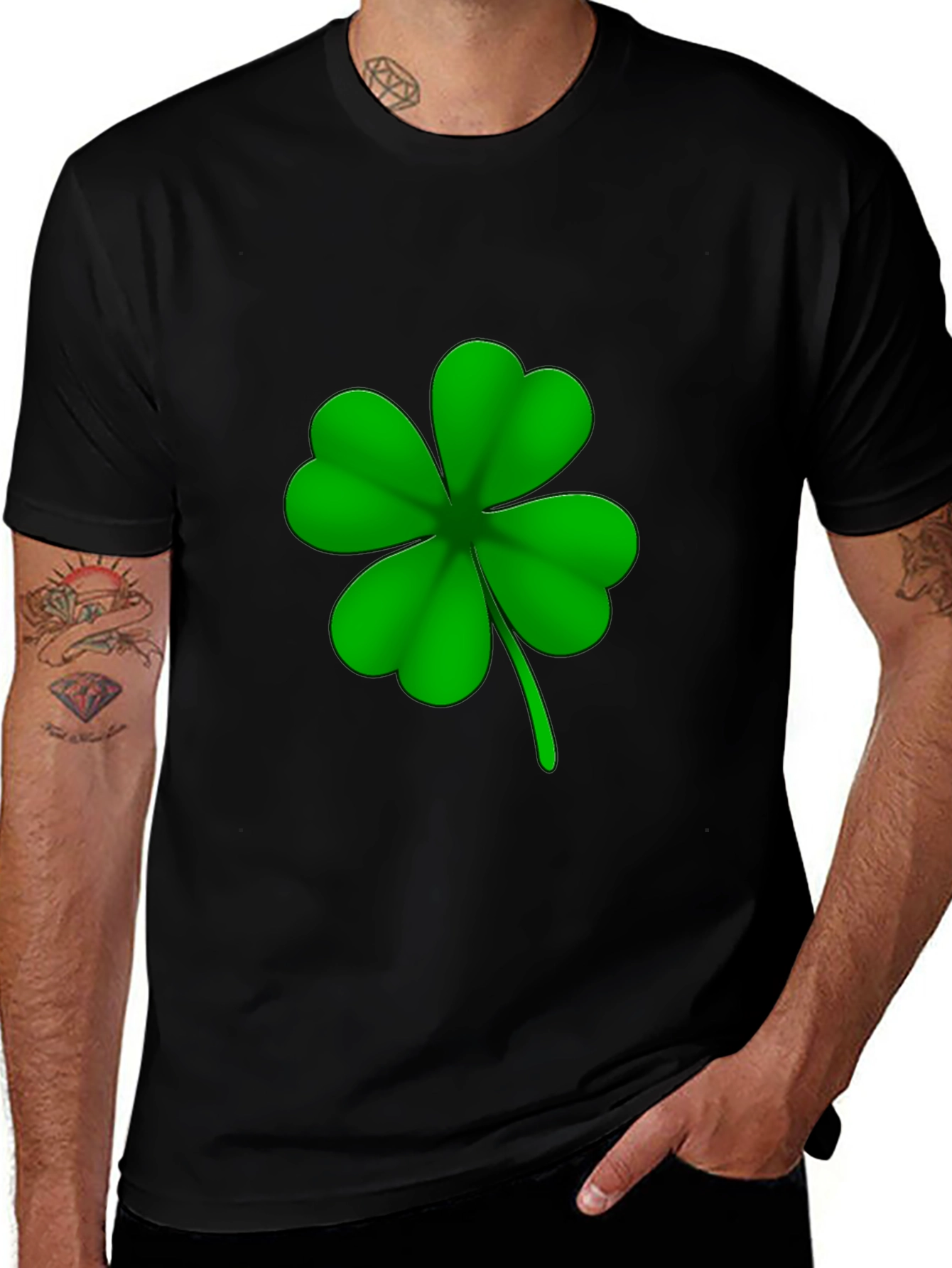Variant 19 of Shamrock Graphic Black T-Shirt