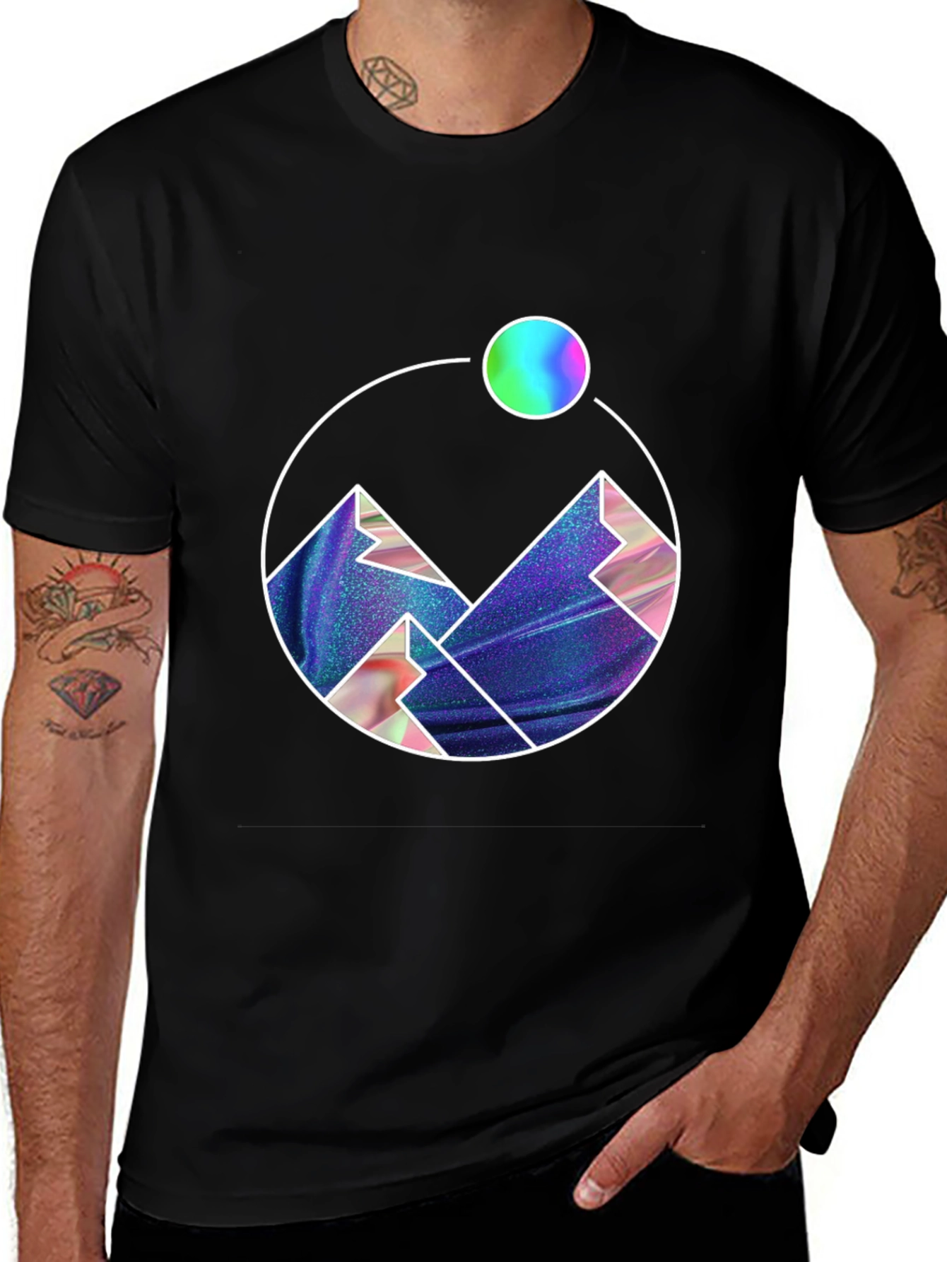 Variant 14 of Mountainscape Graphic Tee - Black Cotton Blend