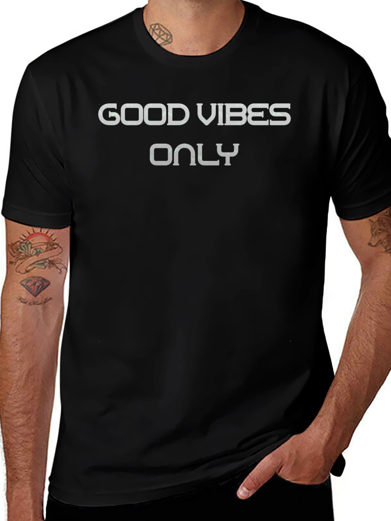 Variant 4 of Good Vibes Only Graphic T-Shirt - Black Casual Tee