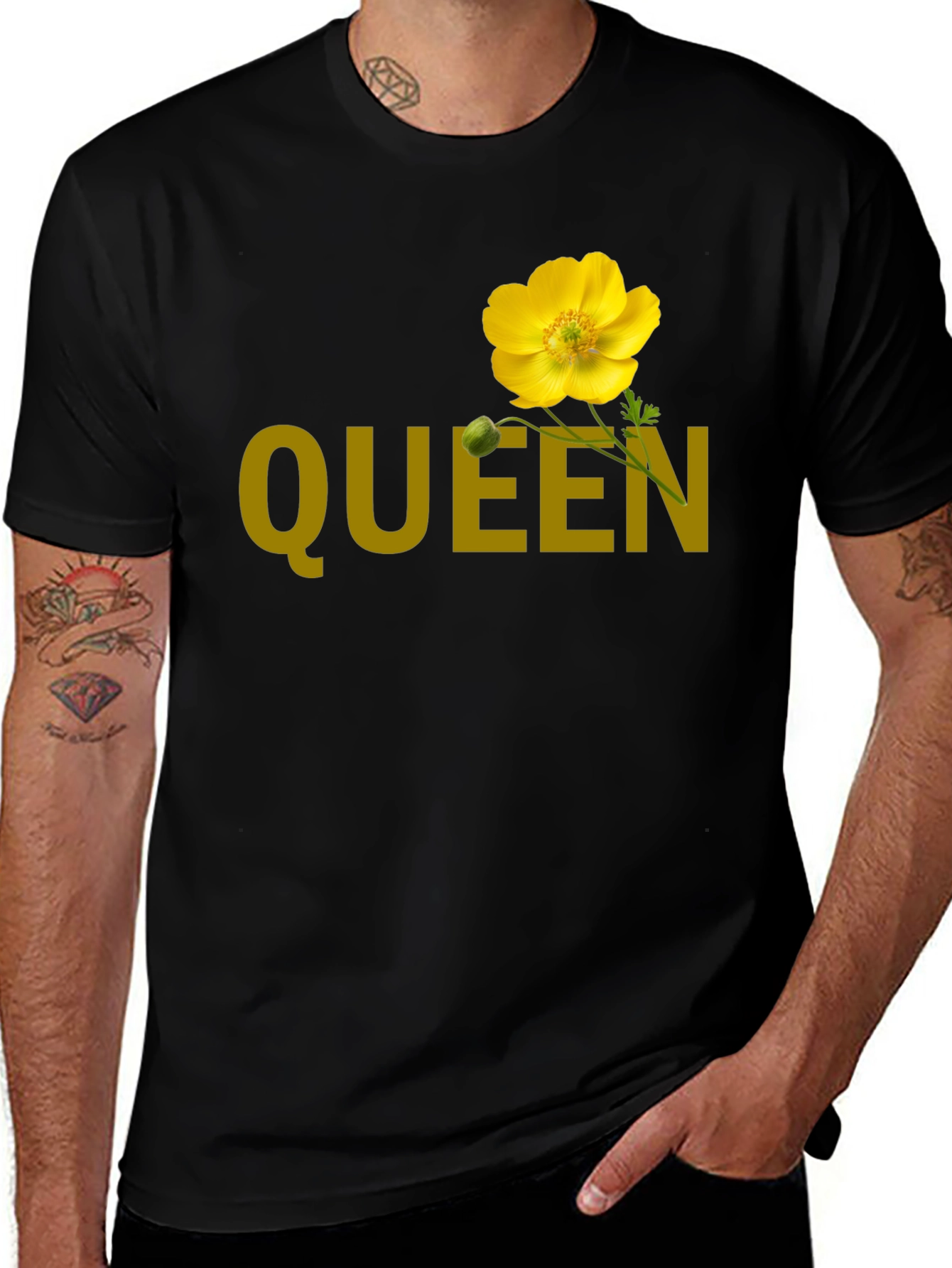 Variant 30 of Queen Flower Graphic T-Shirt - Stylish Crew Neck Tee