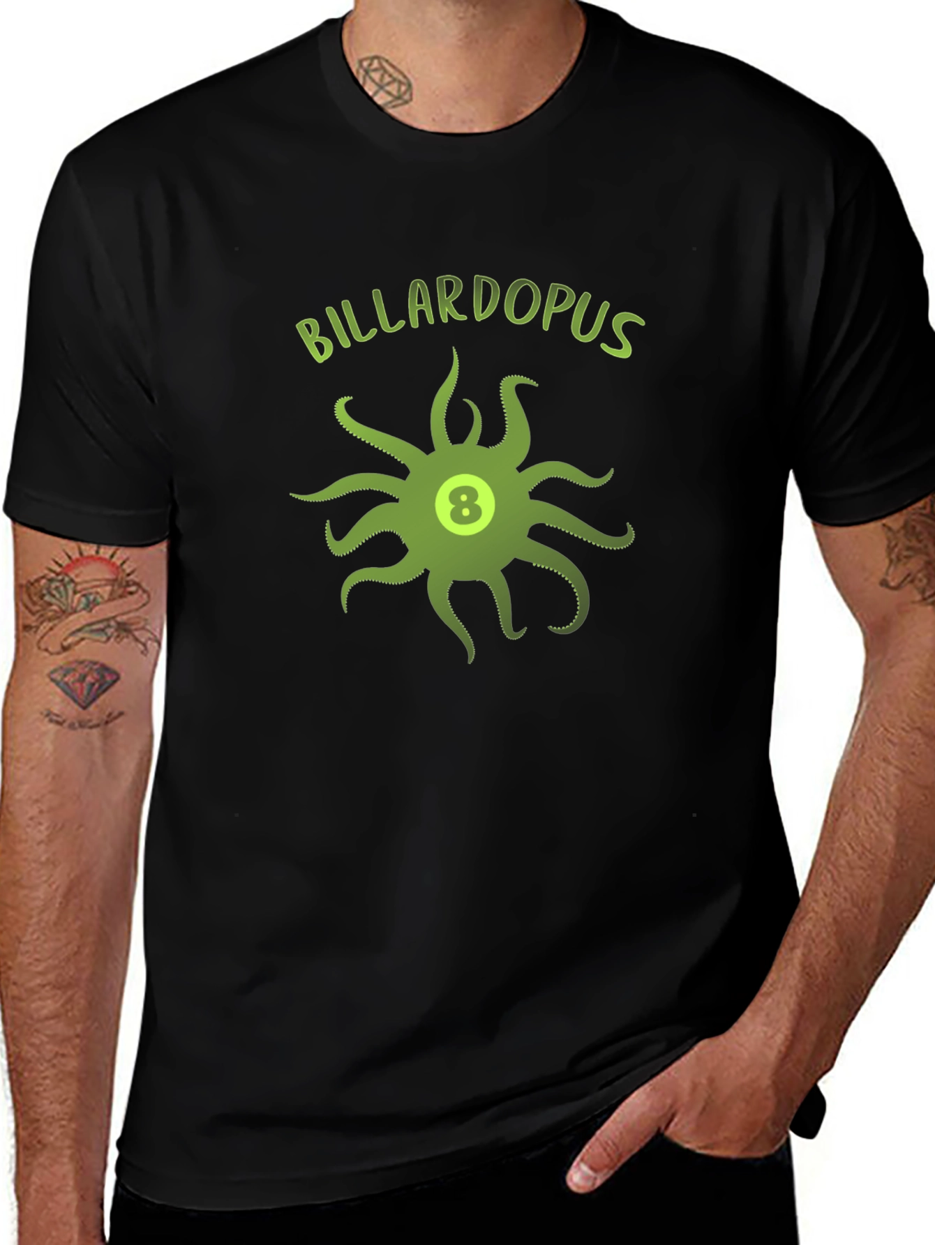 Variant 27 of Billardopus Black T-Shirt - Octopus Billiards Design