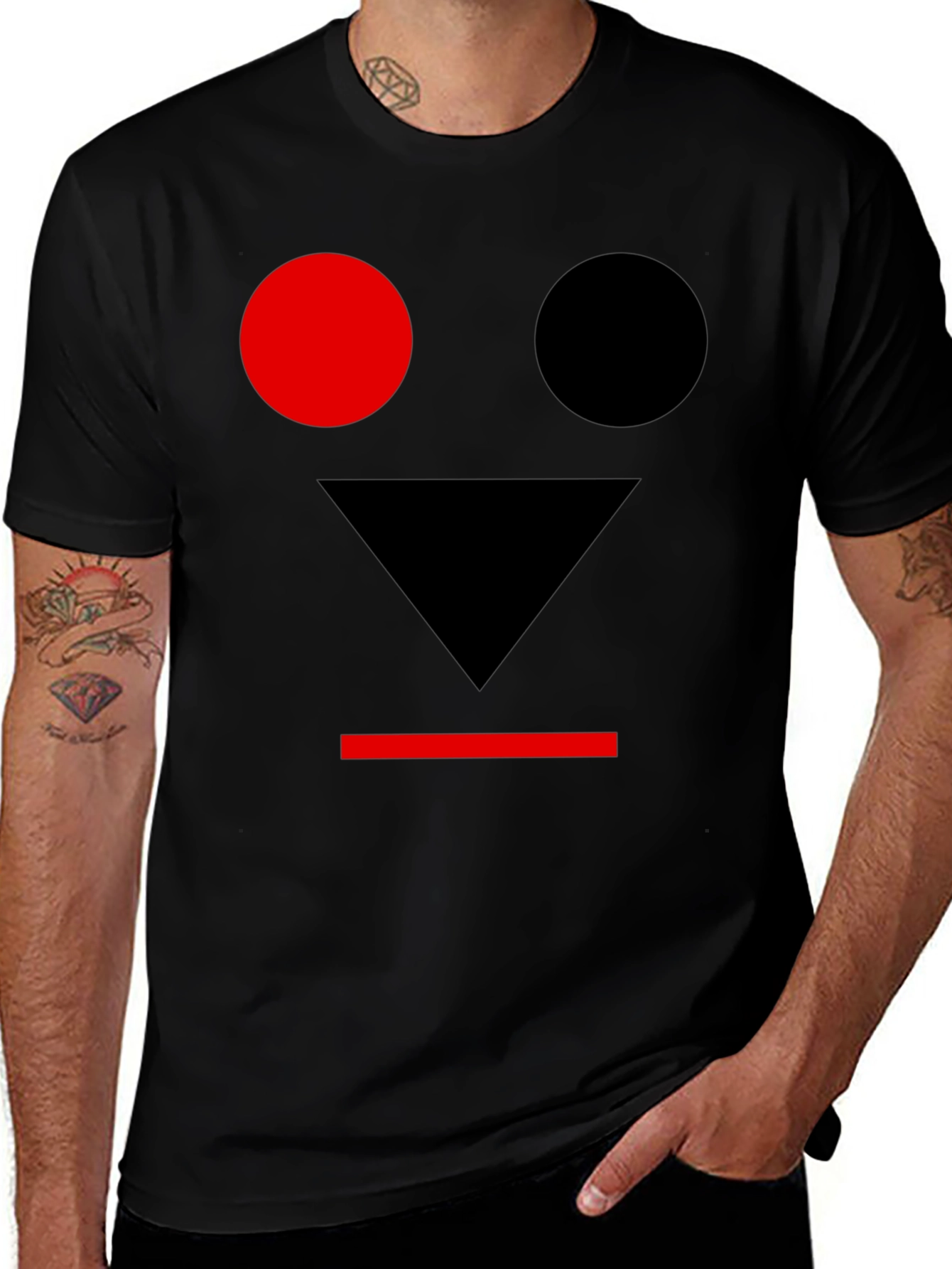 Variant 12 of Abstract Face Graphic Print Black T-Shirt