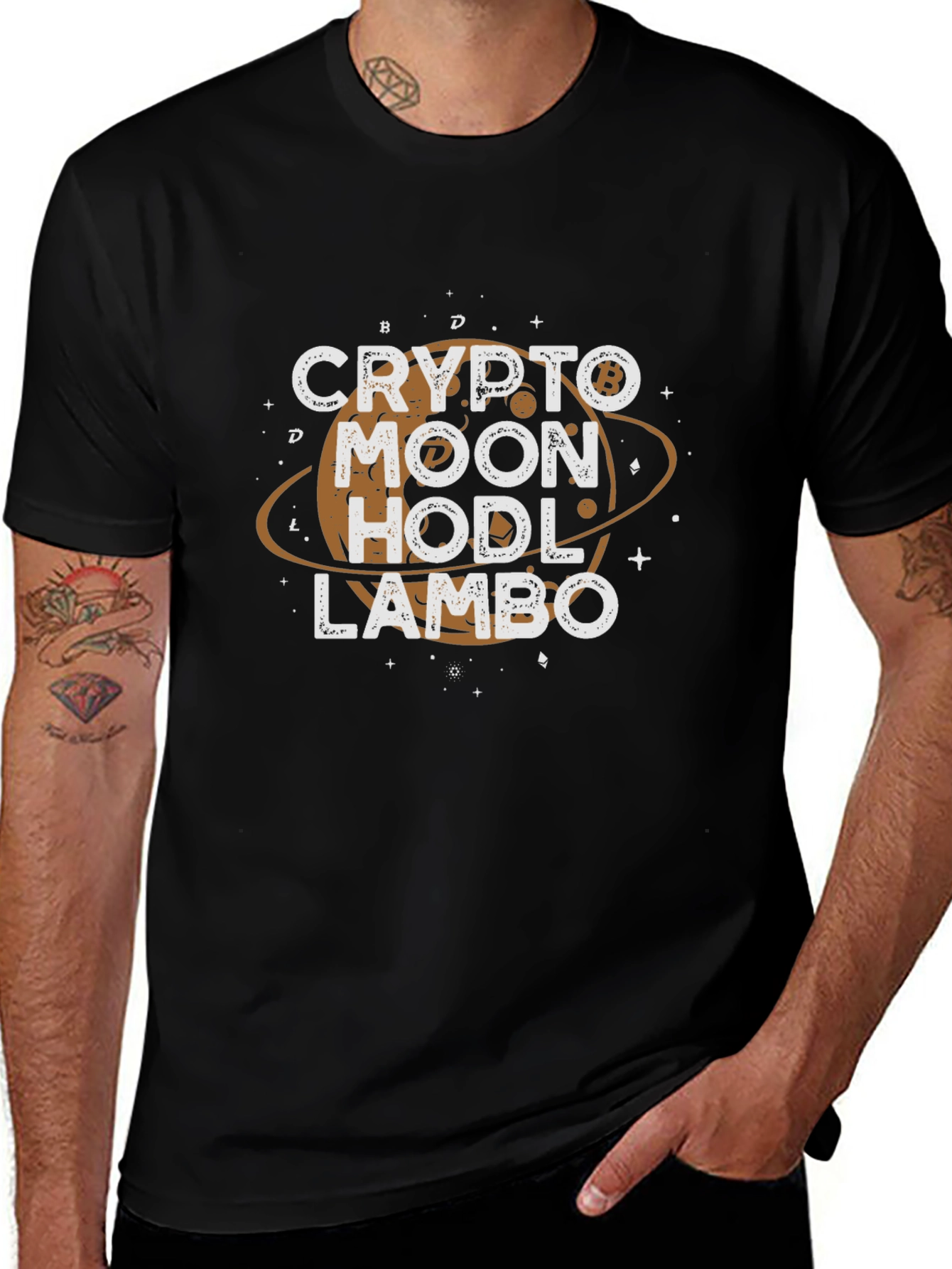 Crypto Moon Hodl Lambo Graphic Tee