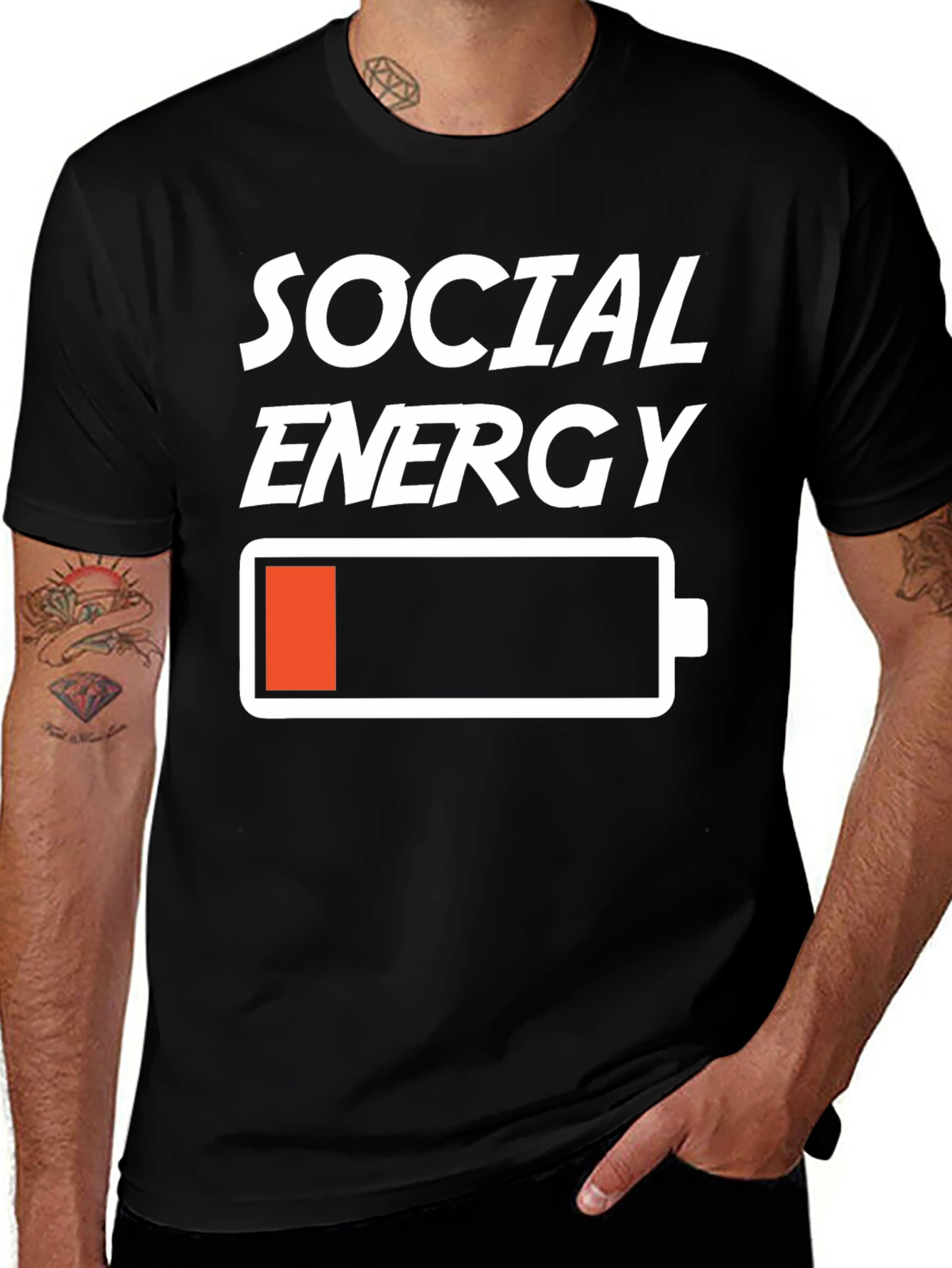 Variant 28 of Social Energy Low Battery Black Graphic T-Shirt