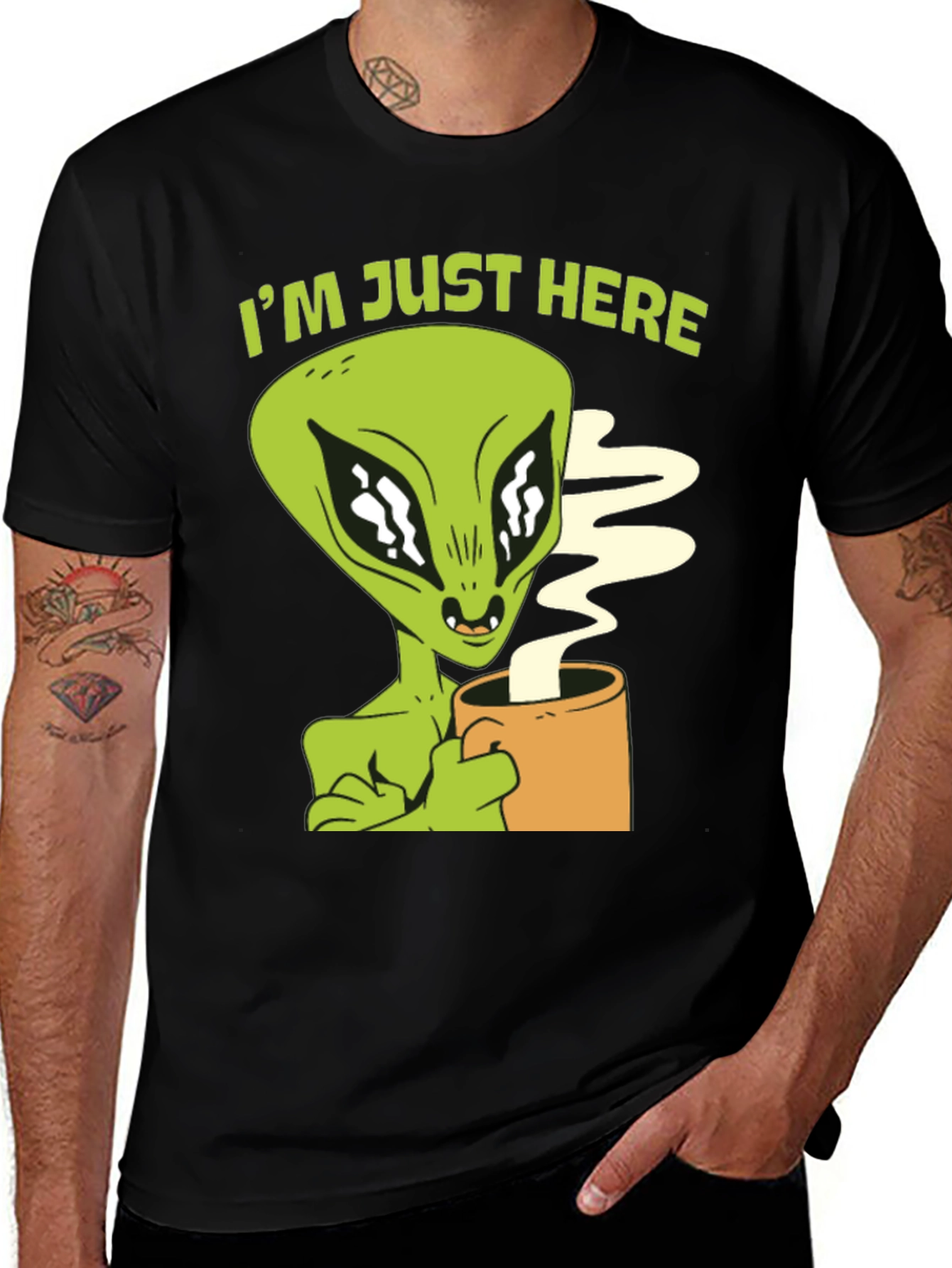 Variant 4 of I'm Just Here Alien Graphic Tee