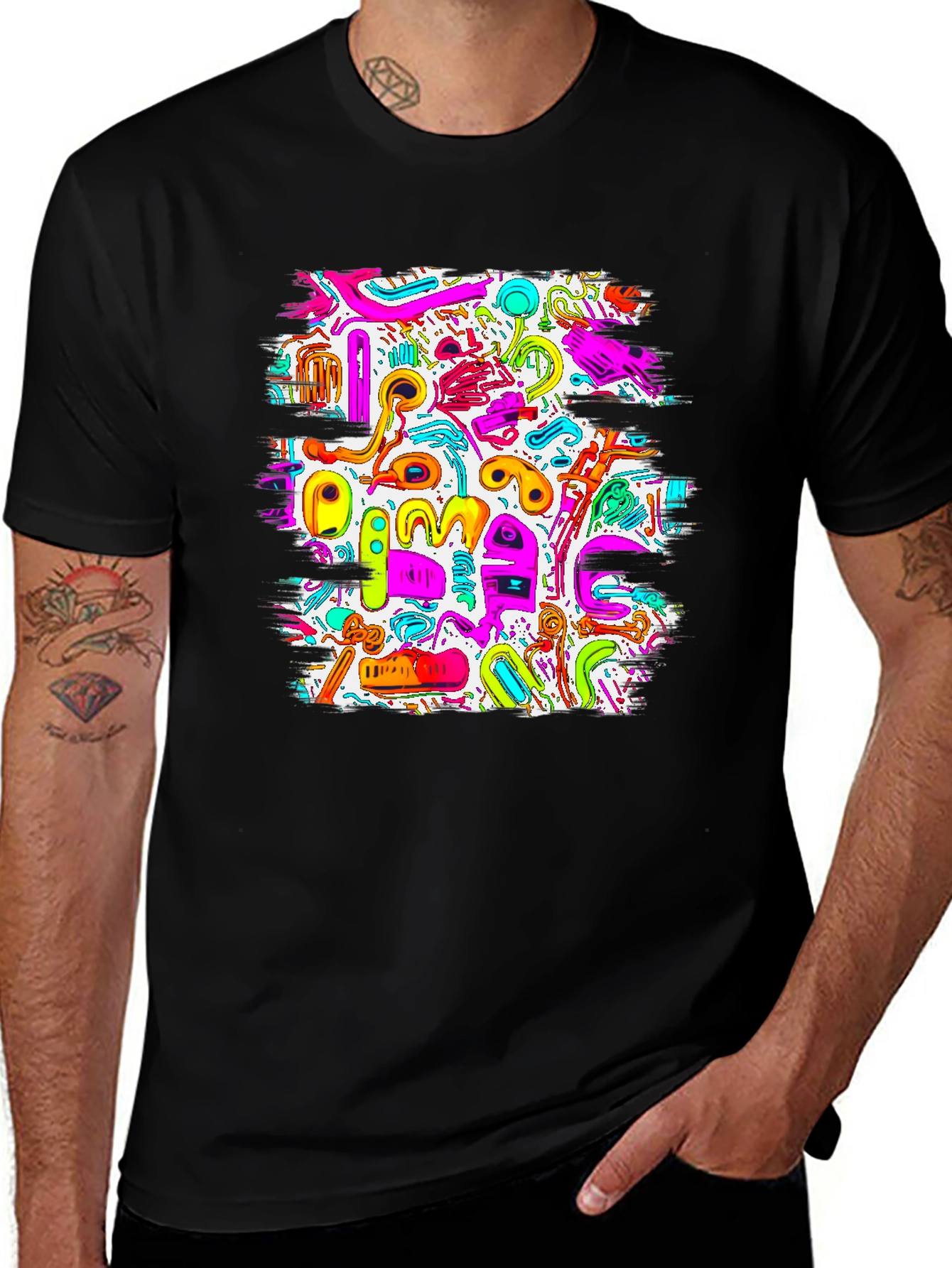 Variant 23 of Abstract Graffiti Style Graphic Print T-Shirt